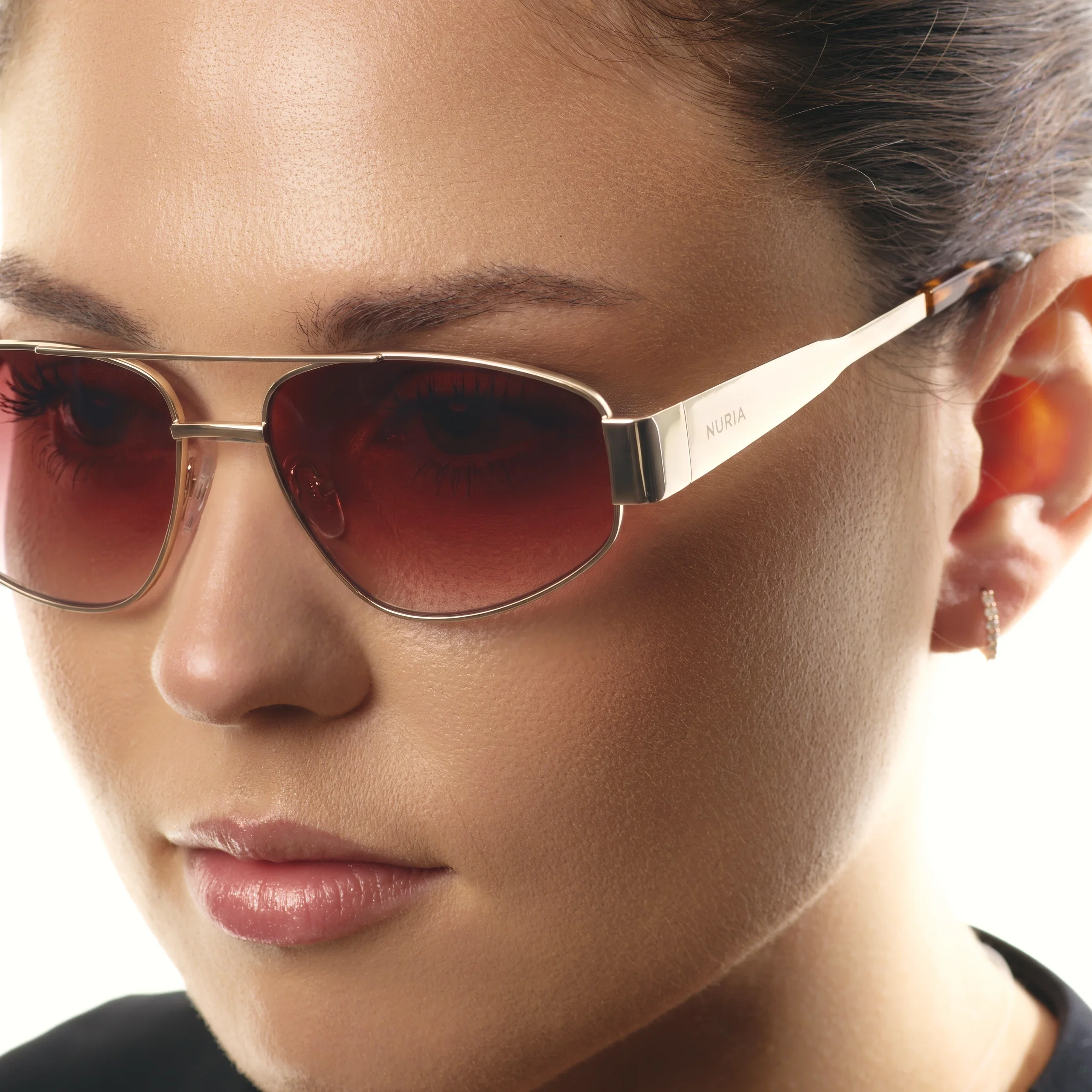 Ochelari de soare pentru femei - Ochelari de Soare NURIA cu Ramă Aviator Solstice Wing Gold Merlot