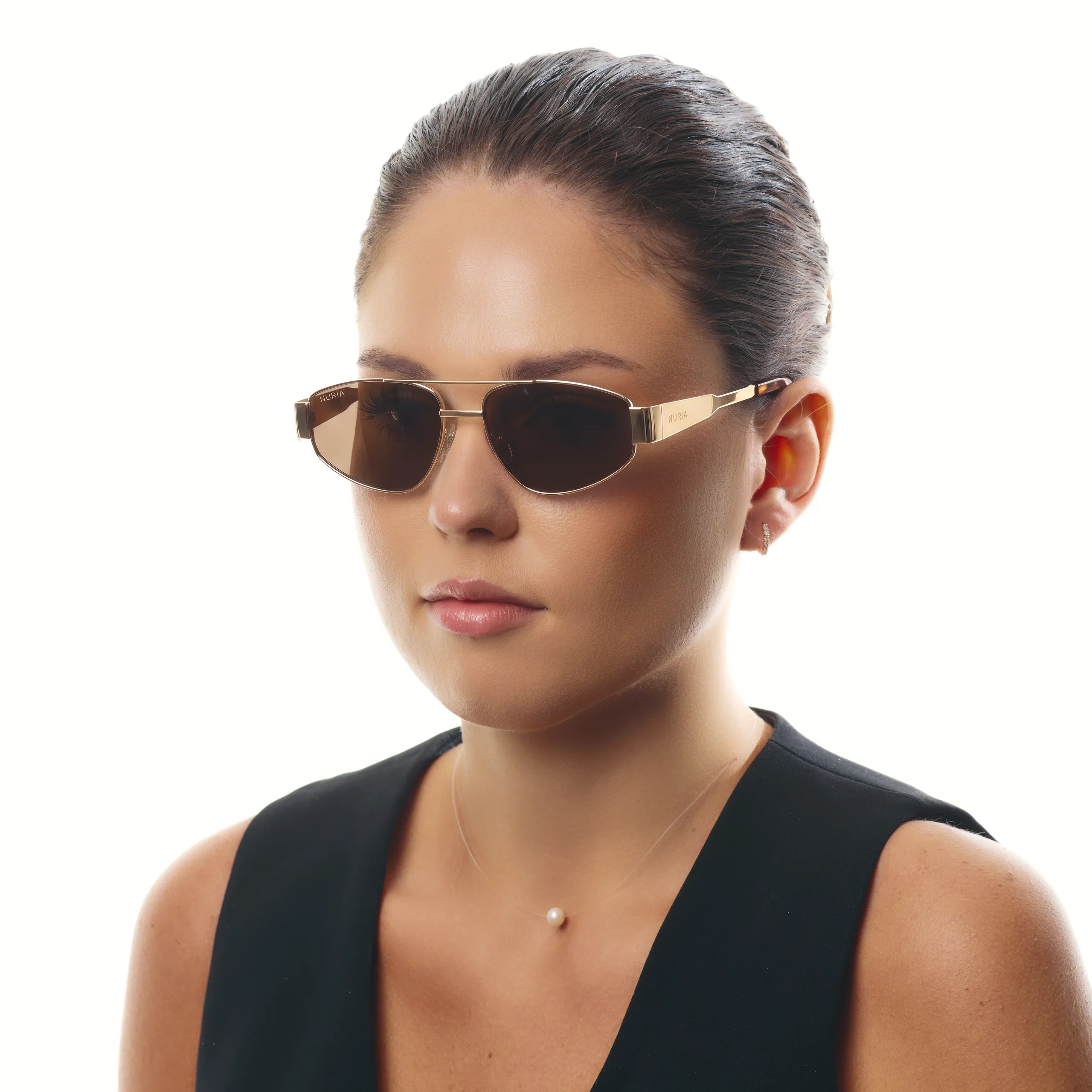 Ochelari de soare pentru femei - Ochelari de Soare NURIA cu Ramă Aviator Solstice Wing Gold Umber