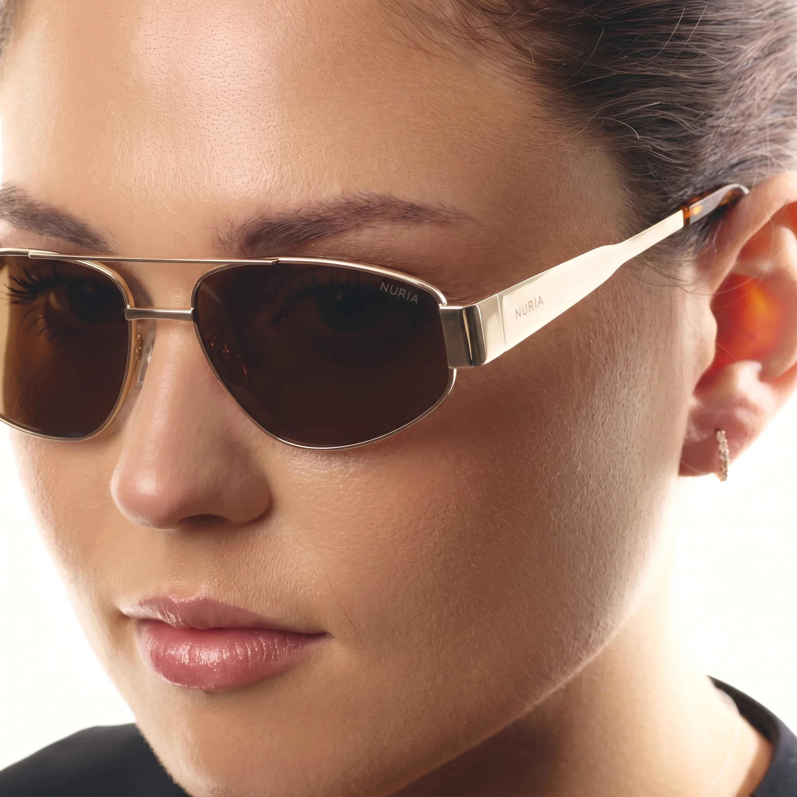 Ochelari de soare pentru femei - Ochelari de Soare NURIA cu Ramă Aviator Solstice Wing Gold Umber