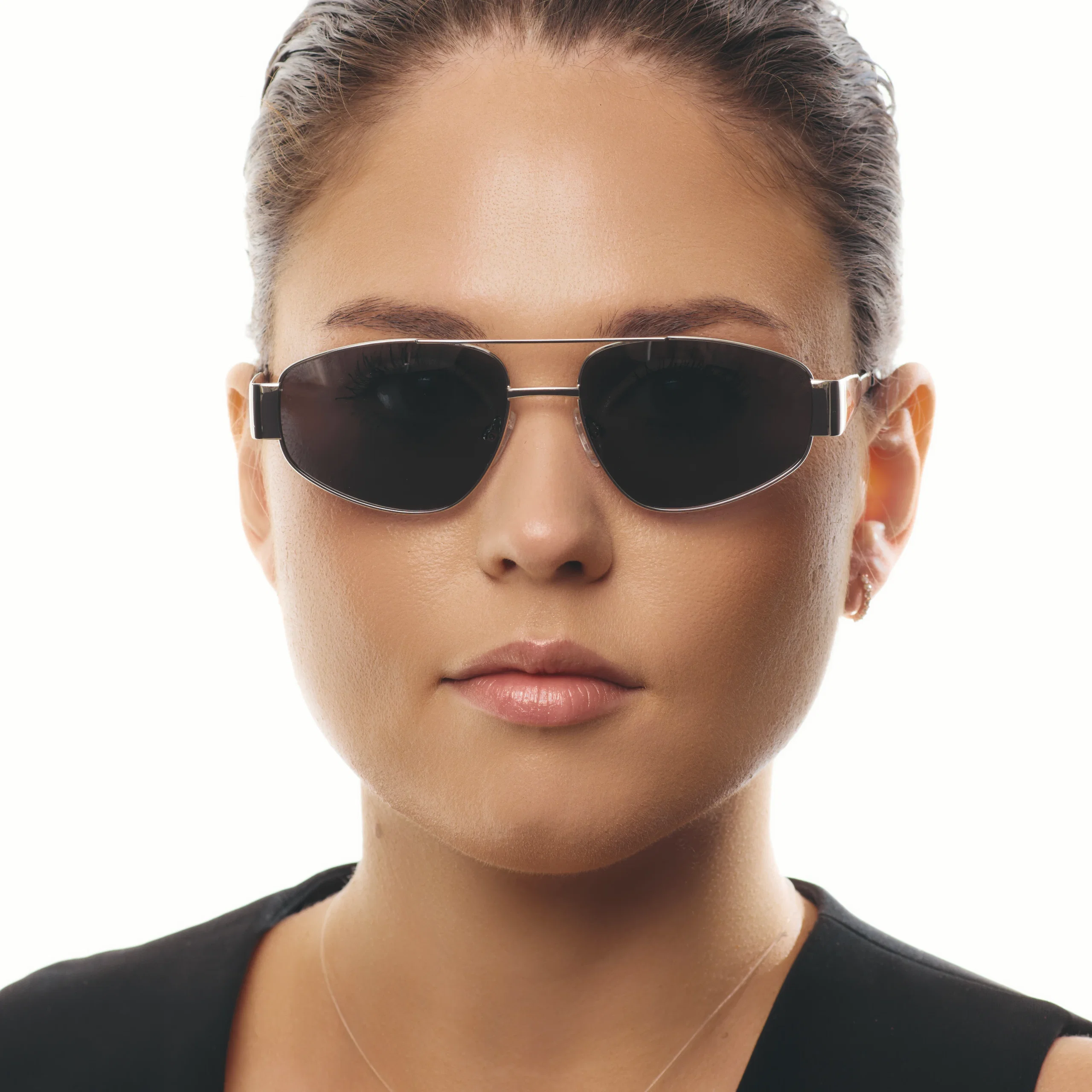 Ochelari de soare pentru femei - Ochelari de Soare NURIA cu Ramă Aviator Solstice Wing Silver Noir