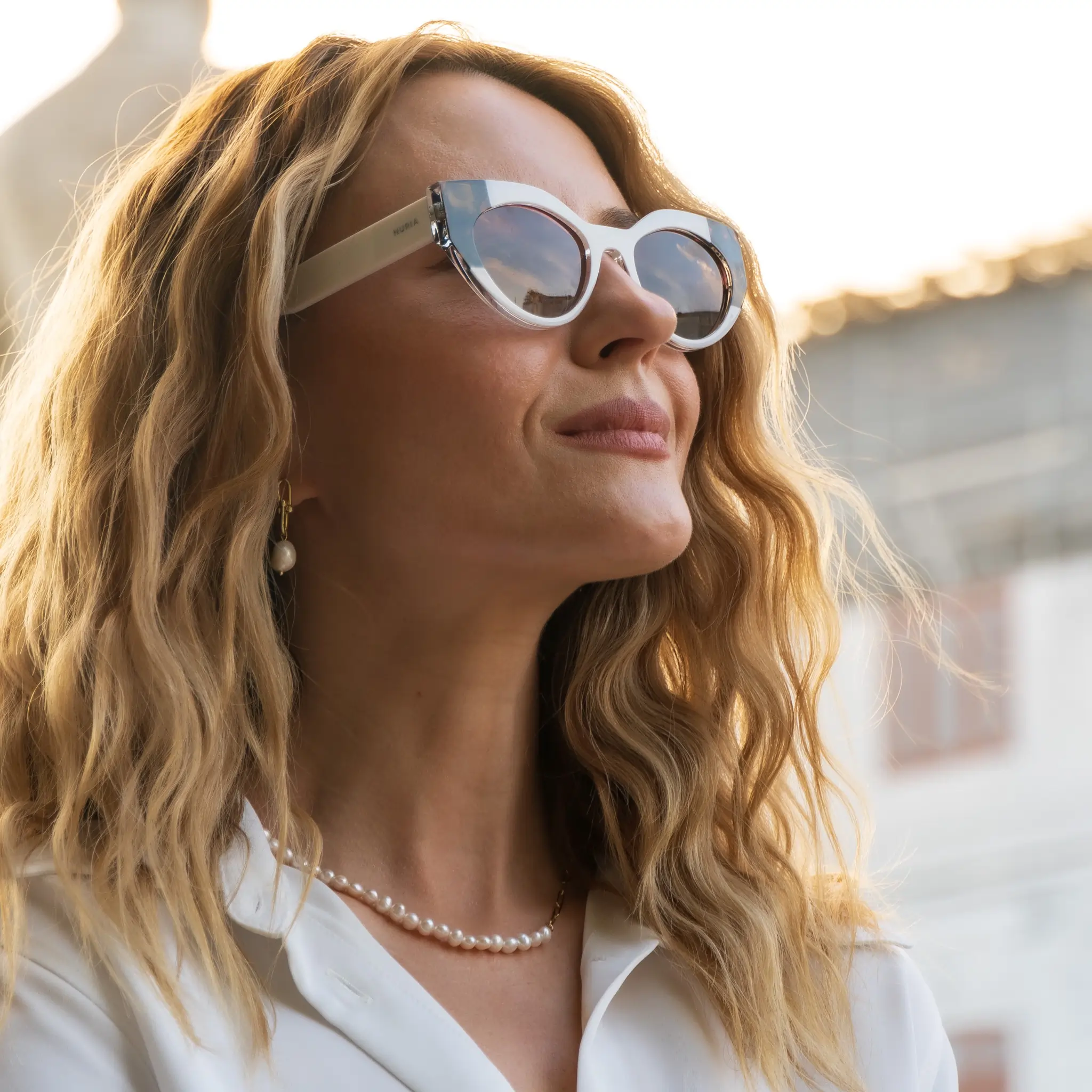 Ochelari Femei - Ochelari de Soare NURIA cu Ramă Cat-Eye Santiago Sunset Beige Tortoise