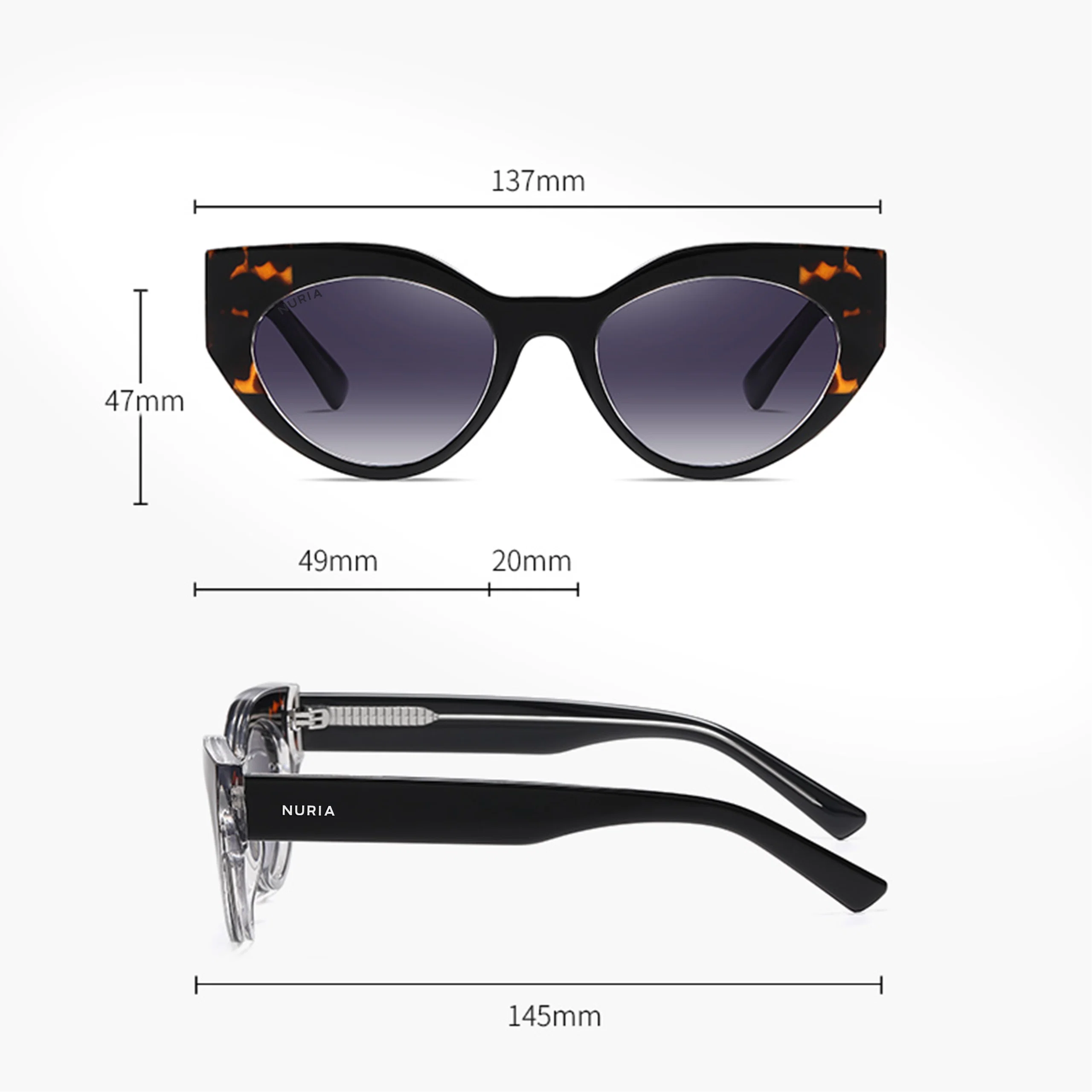 Ochelari Femei - Ochelari de Soare NURIA cu Ramă Cat-Eye Santiago Sunset Olive Tortoise