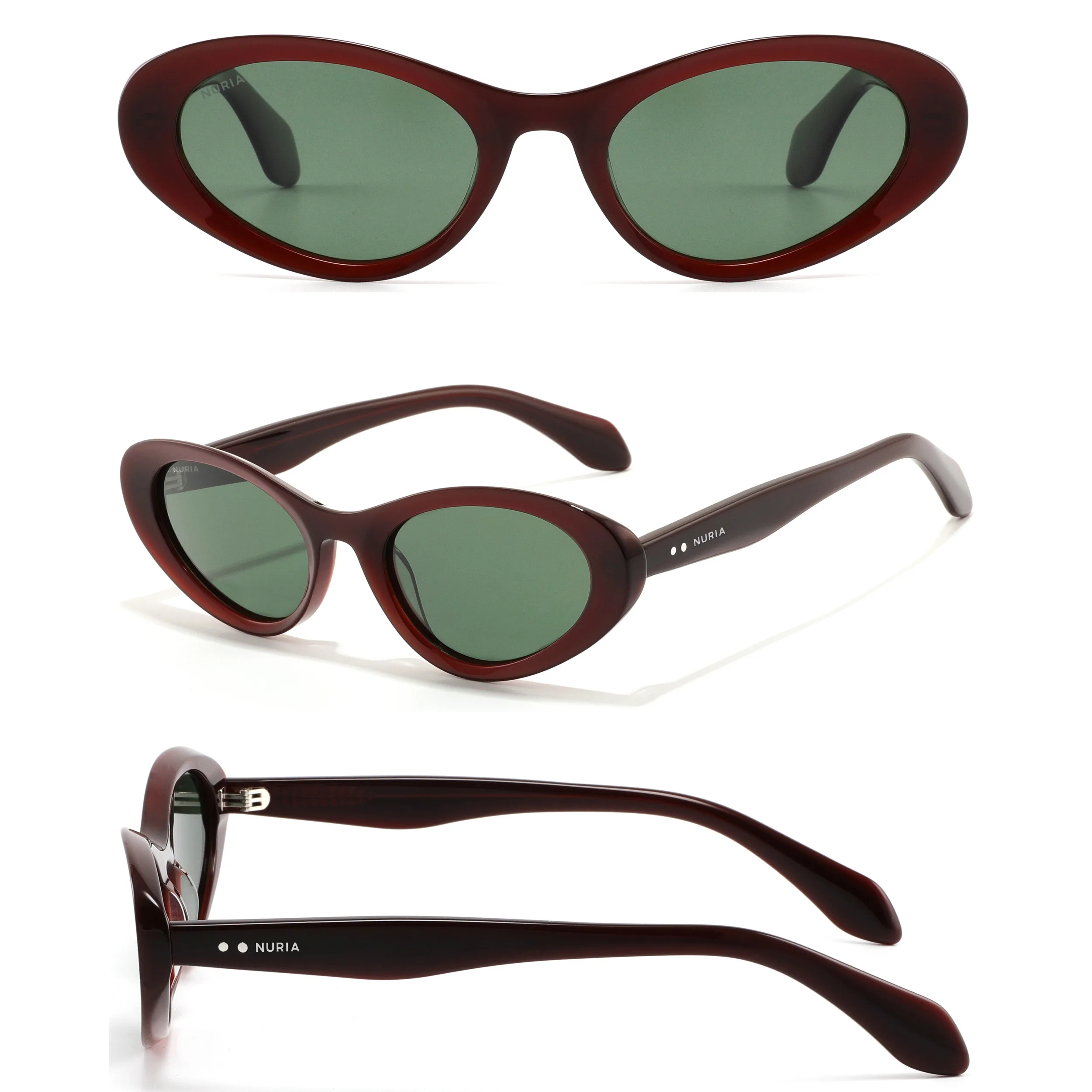 Ochelari Femei - Ochelari de Soare NURIA cu Ramă Cat-Eye Scarlet Fawn Merlot