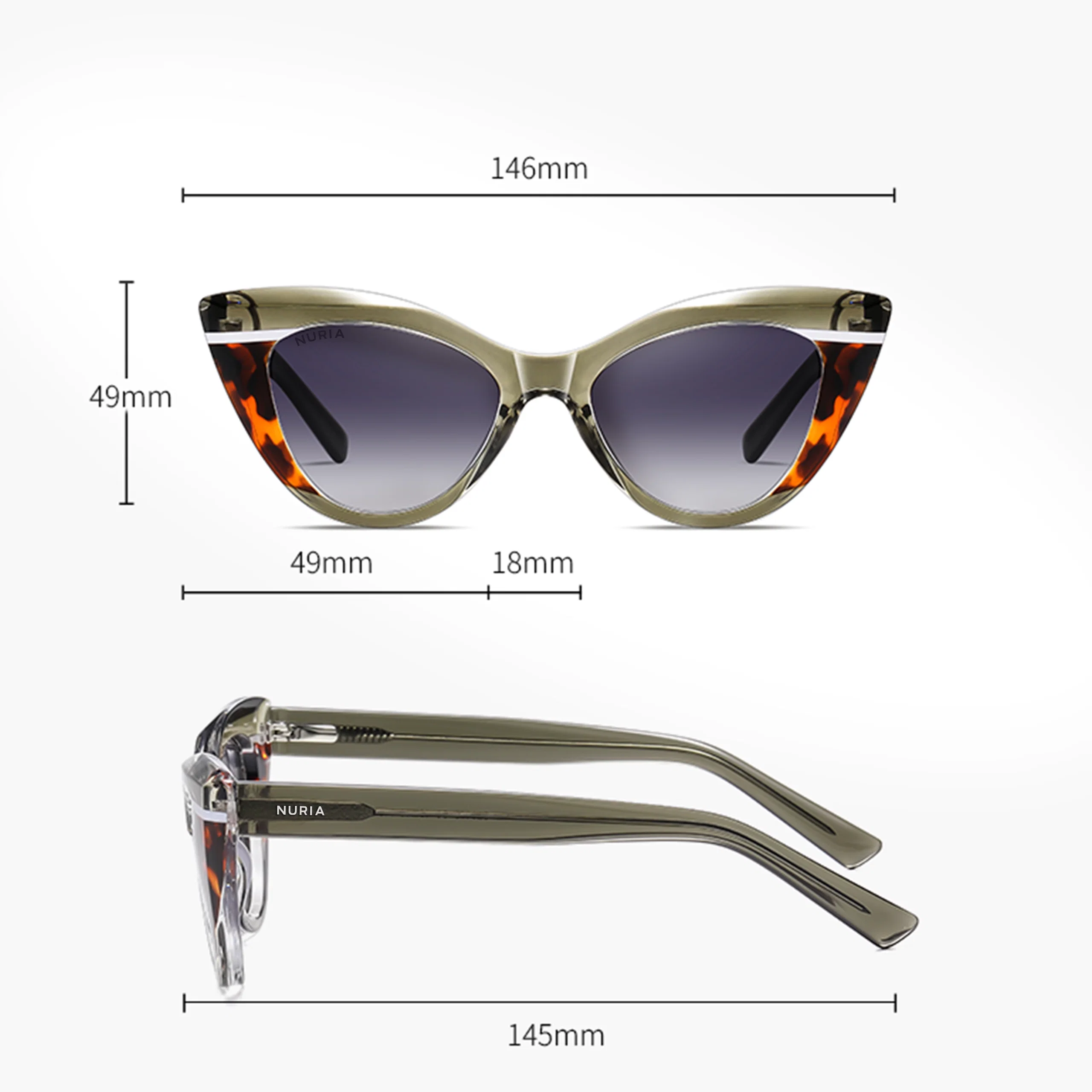 Ochelari de Soare - Ochelari de Soare NURIA cu Ramă Cat-Eye Twilight Allure Black