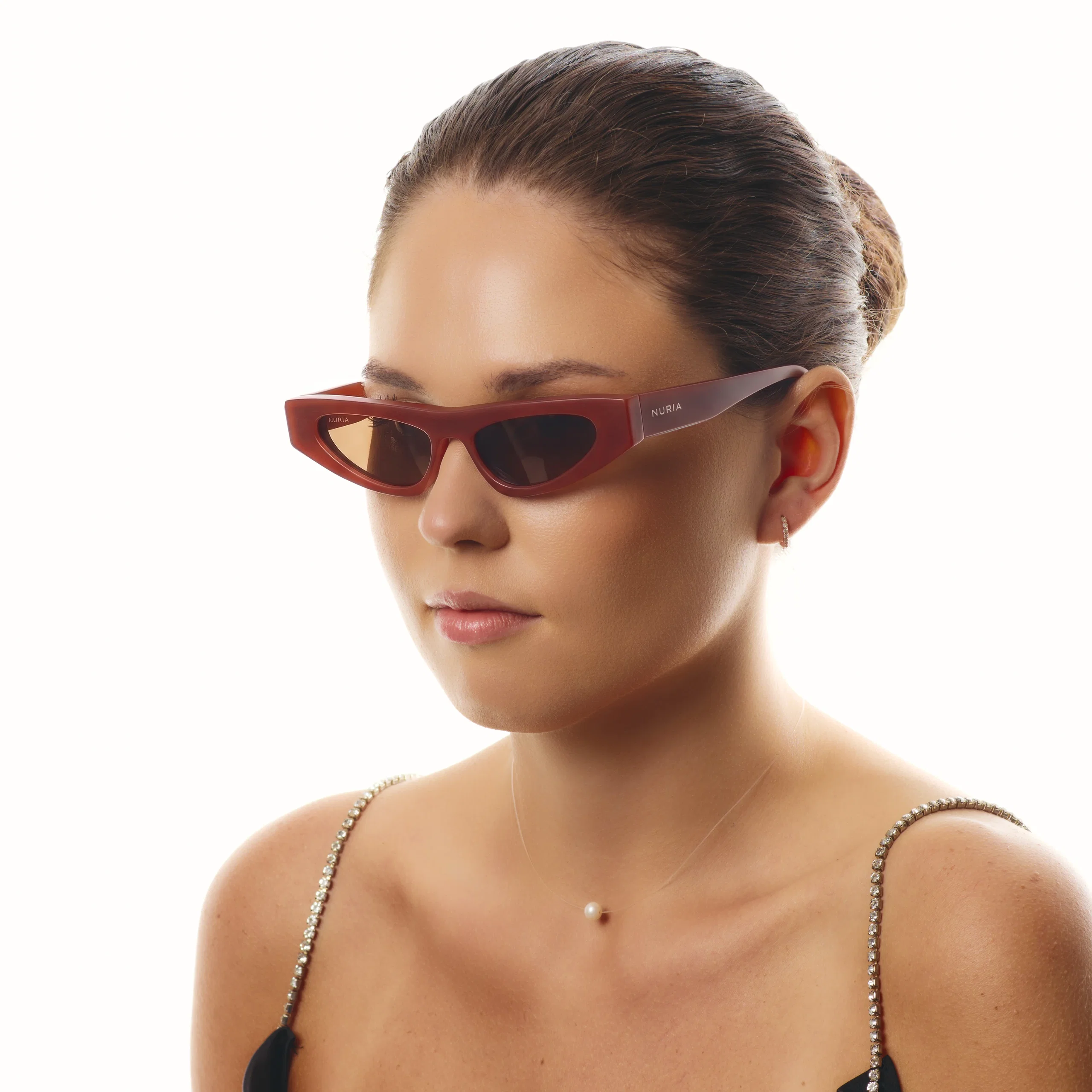 Ochelari de soare pentru femei - Ochelari de Soare NURIA cu Ramă Cat-Eye Vixen Slate Garnet Red