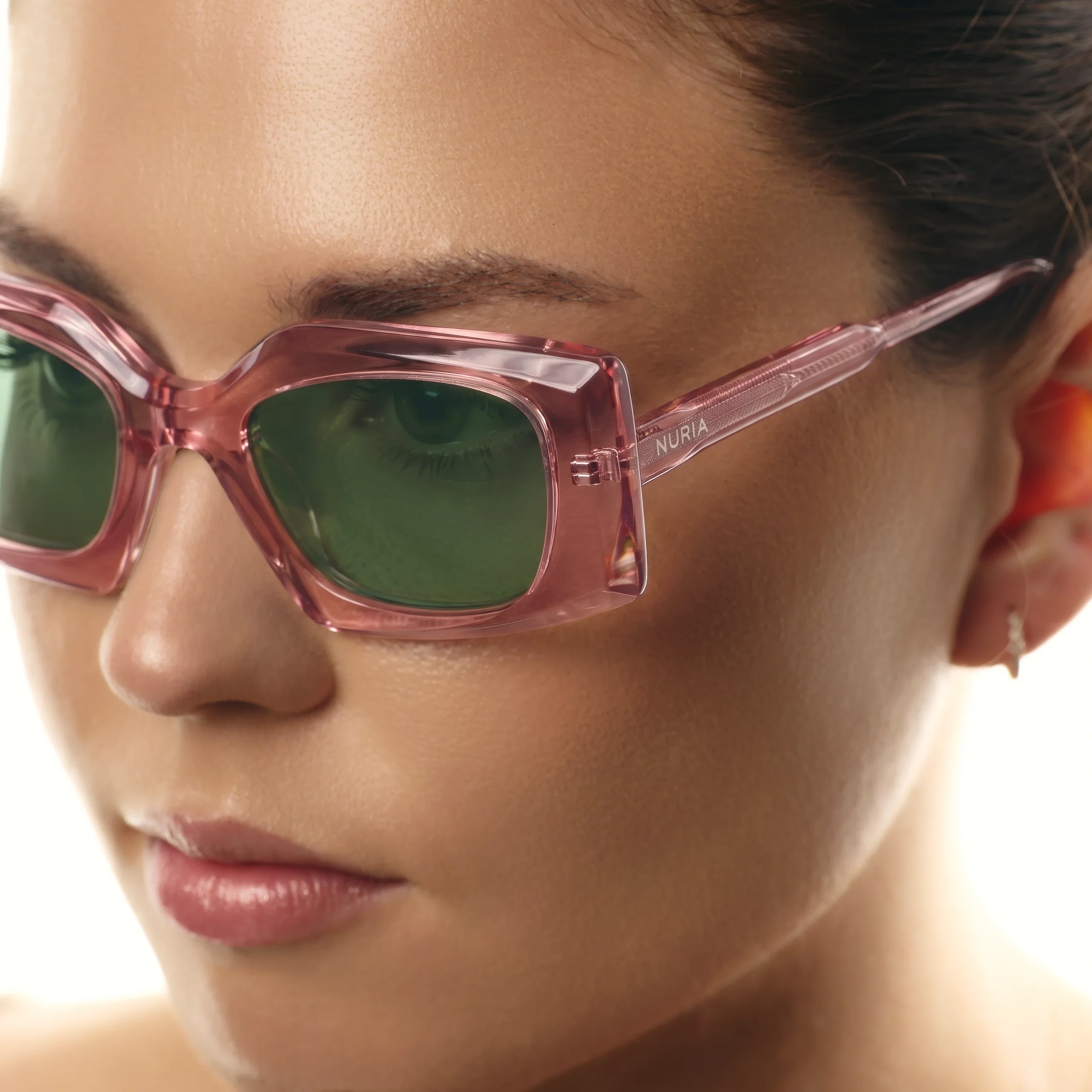 Ochelari de soare pentru femei - Ochelari de Soare NURIA cu Ramă Dreptunghiulară Garnet Haze Rose Smoke