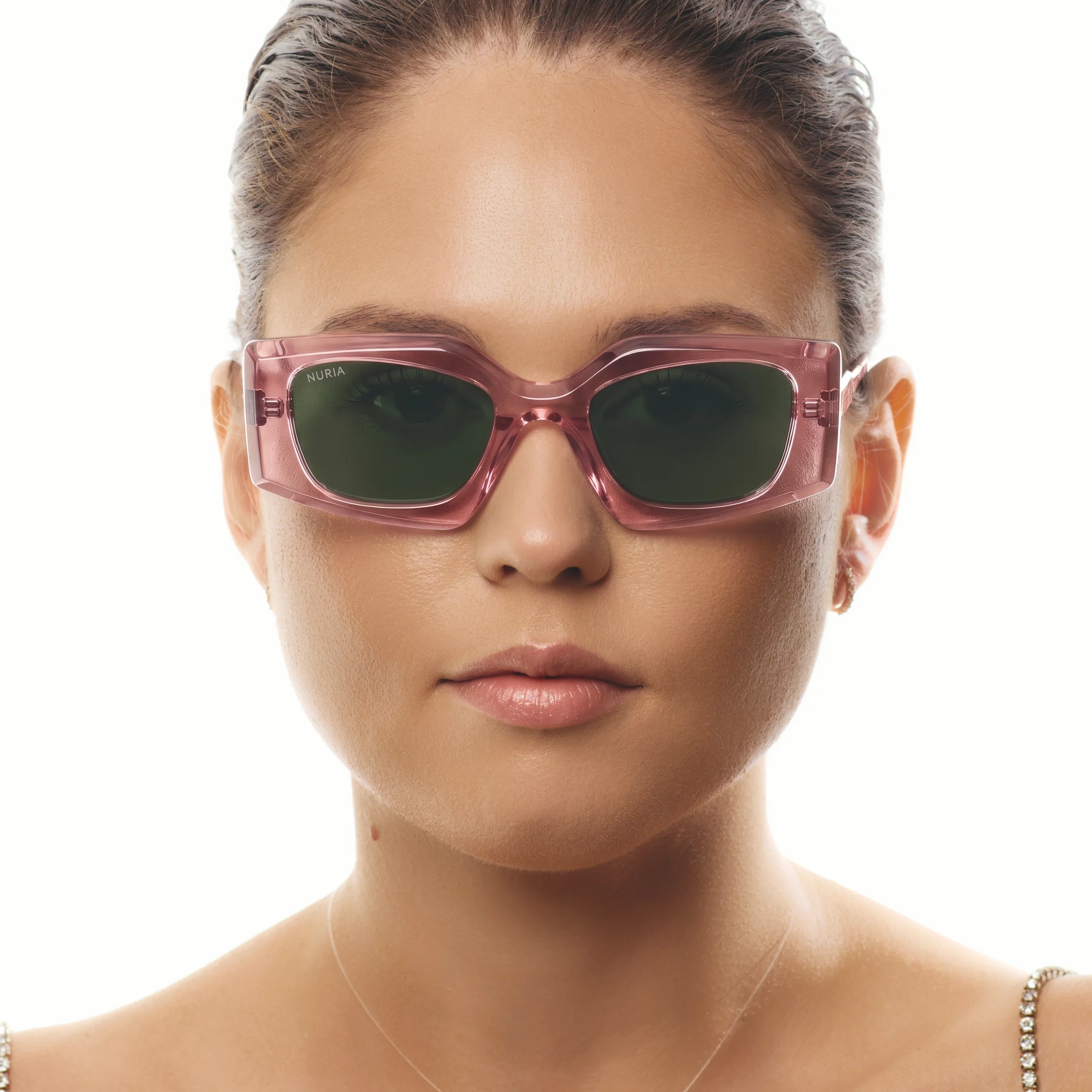 Ochelari de soare pentru femei - Ochelari de Soare NURIA cu Ramă Dreptunghiulară Garnet Haze Rose Smoke