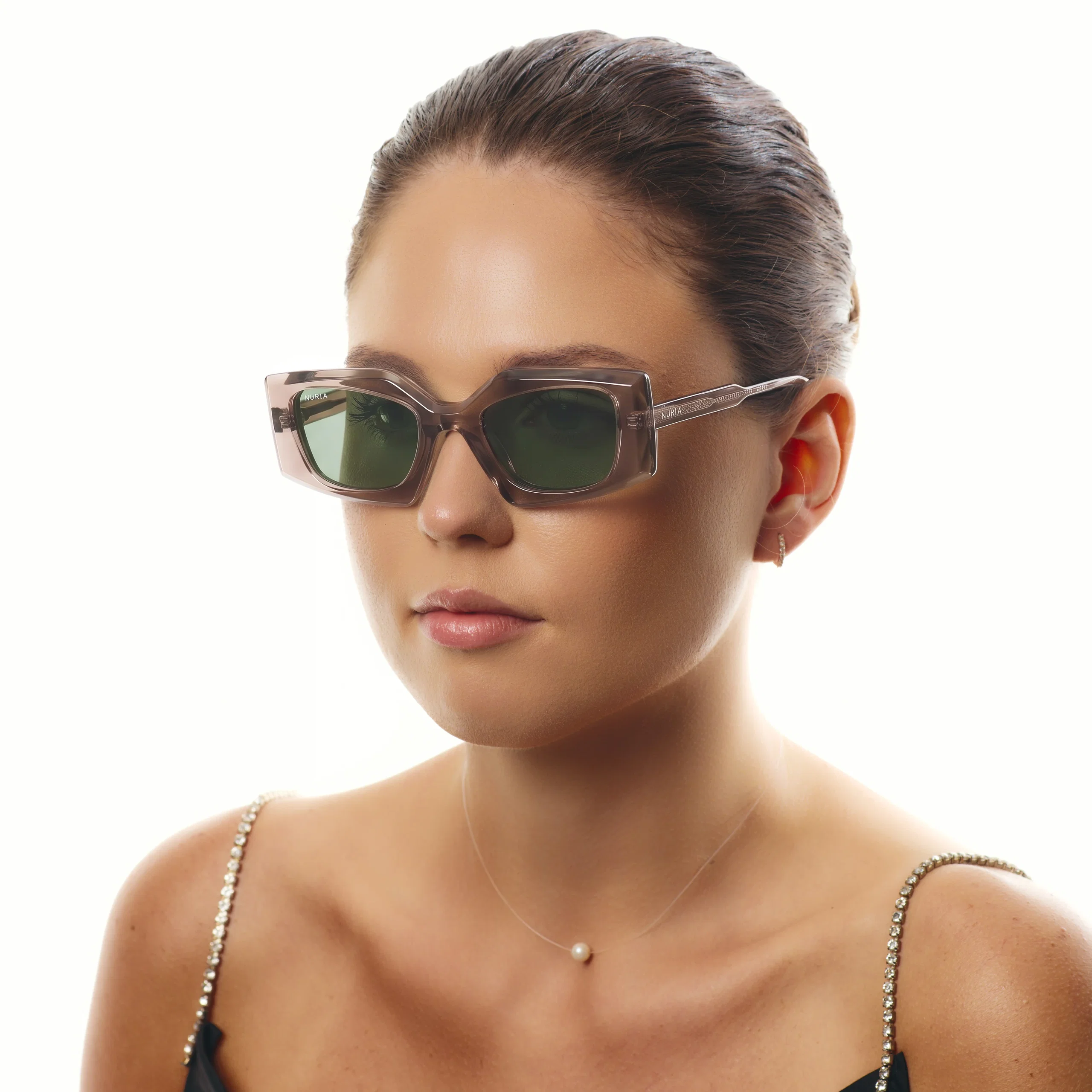 Ochelari de soare pentru femei - Ochelari de Soare NURIA cu Ramă Dreptunghiulară Garnet Haze Taupe Smoke NURIA
