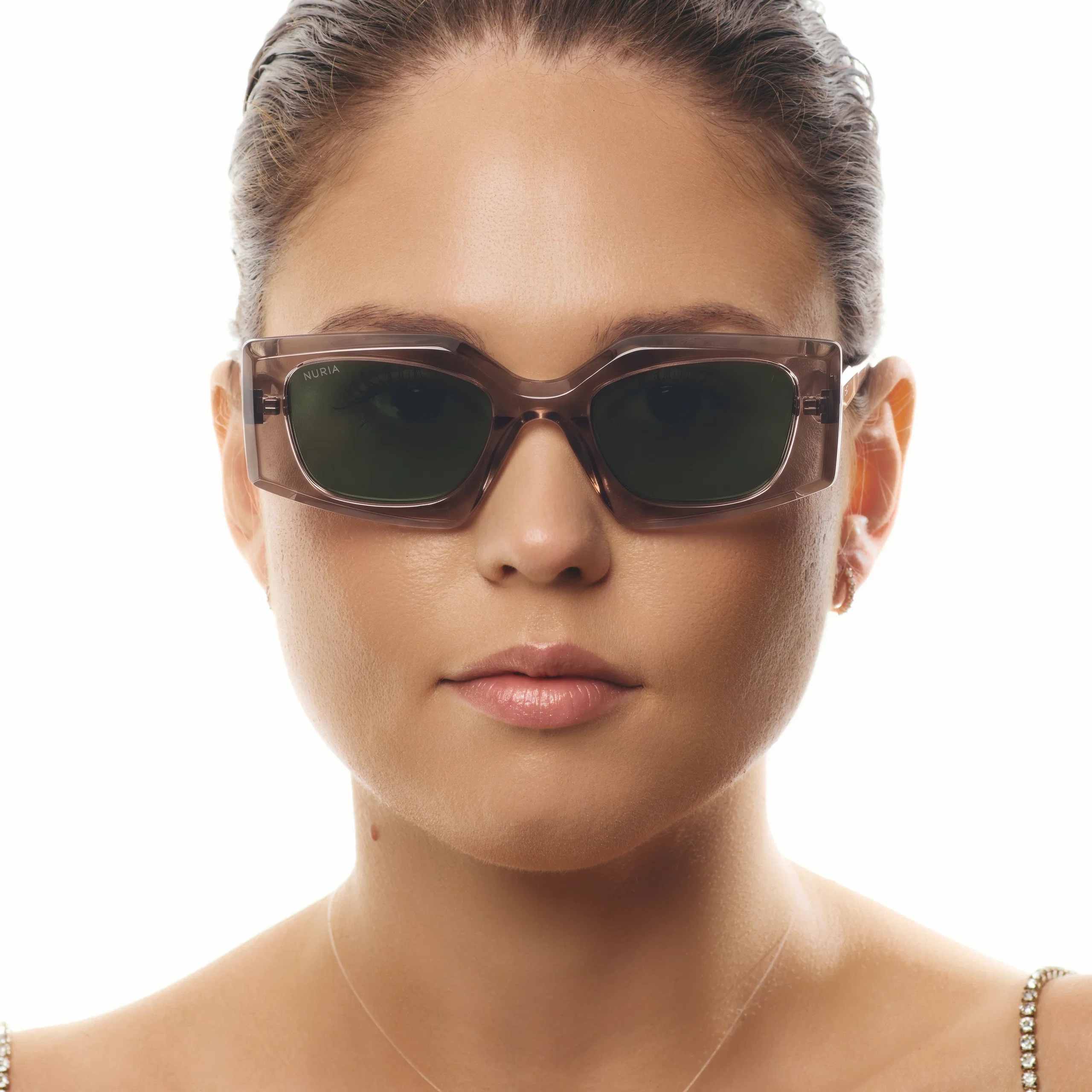 Ochelari de soare pentru femei - Ochelari de Soare NURIA cu Ramă Dreptunghiulară Garnet Haze Taupe Smoke NURIA