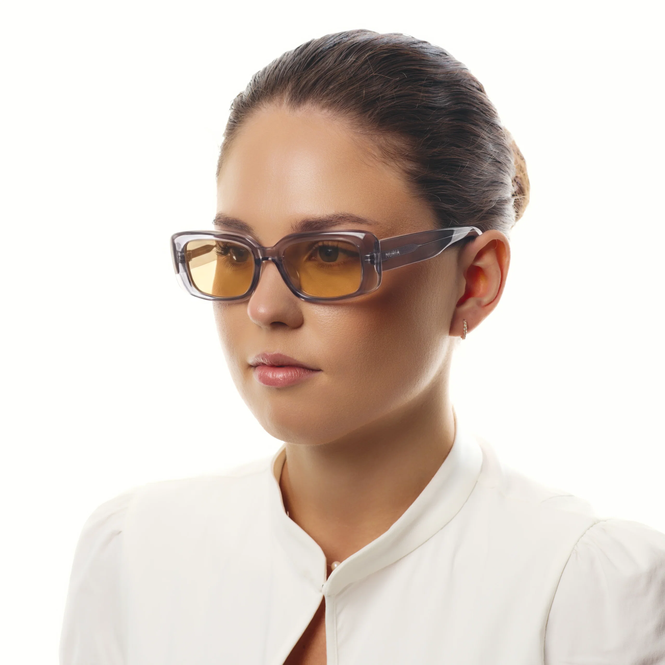 Ochelari de soare pentru femei - Ochelari de Soare NURIA cu Ramă Dreptunghiulară Opal Drift Smoke Grey