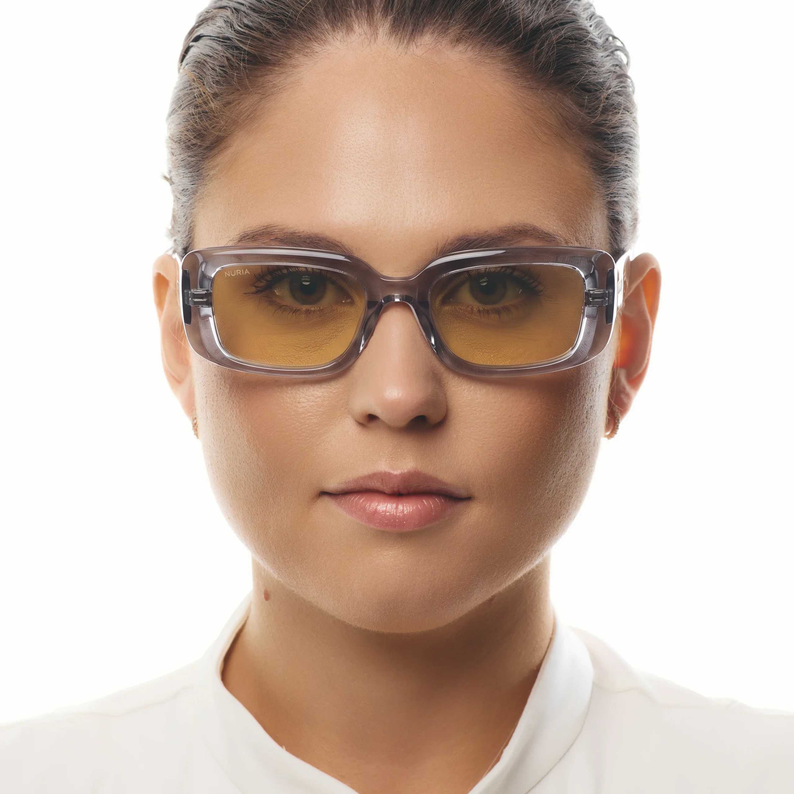 Ochelari de soare pentru femei - Ochelari de Soare NURIA cu Ramă Dreptunghiulară Opal Drift Smoke Grey