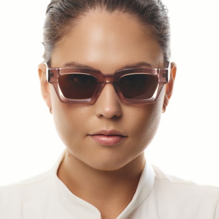 Ochelari de soare pentru femei - Ochelari de Soare NURIA cu Ramă Dreptunghiulară Rosewood Veil Mauve Taupe