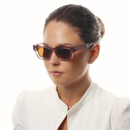 Ochelari de soare pentru femei - Ochelari de Soare NURIA cu Ramă Dreptunghiulară Rosewood Veil Mauve Taupe