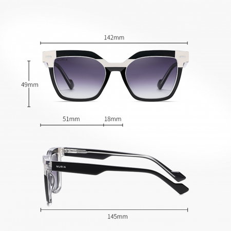 Ochelari de Soare - Ochelari de Soare NURIA cu Ramă Dreptunghiulară Spectra Prism Black