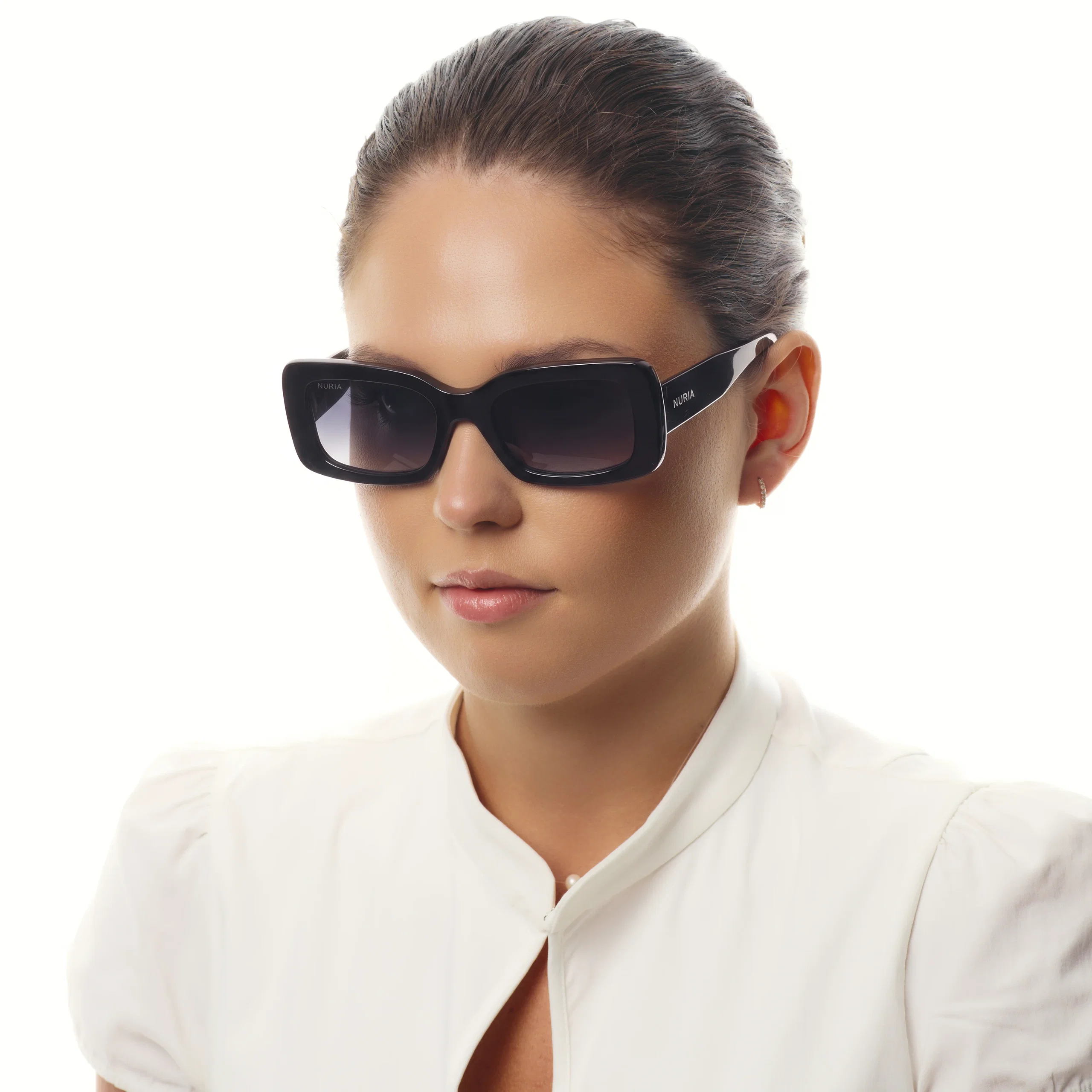Ochelari de soare pentru femei - Ochelari de Soare NURIA cu Ramă Dreptunghiulară Umbra Fold Black