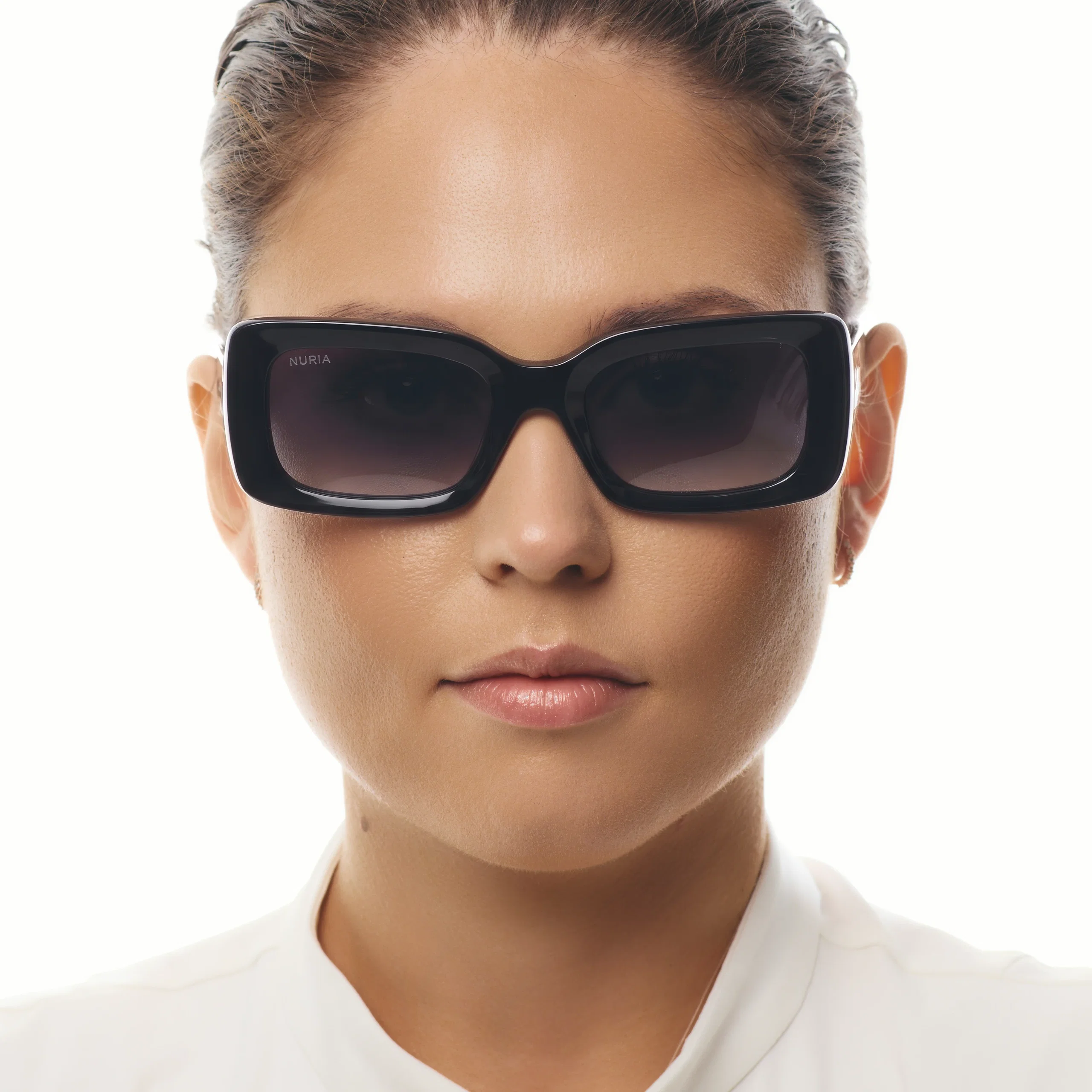 Ochelari de soare pentru femei - Ochelari de Soare NURIA cu Ramă Dreptunghiulară Umbra Fold Black