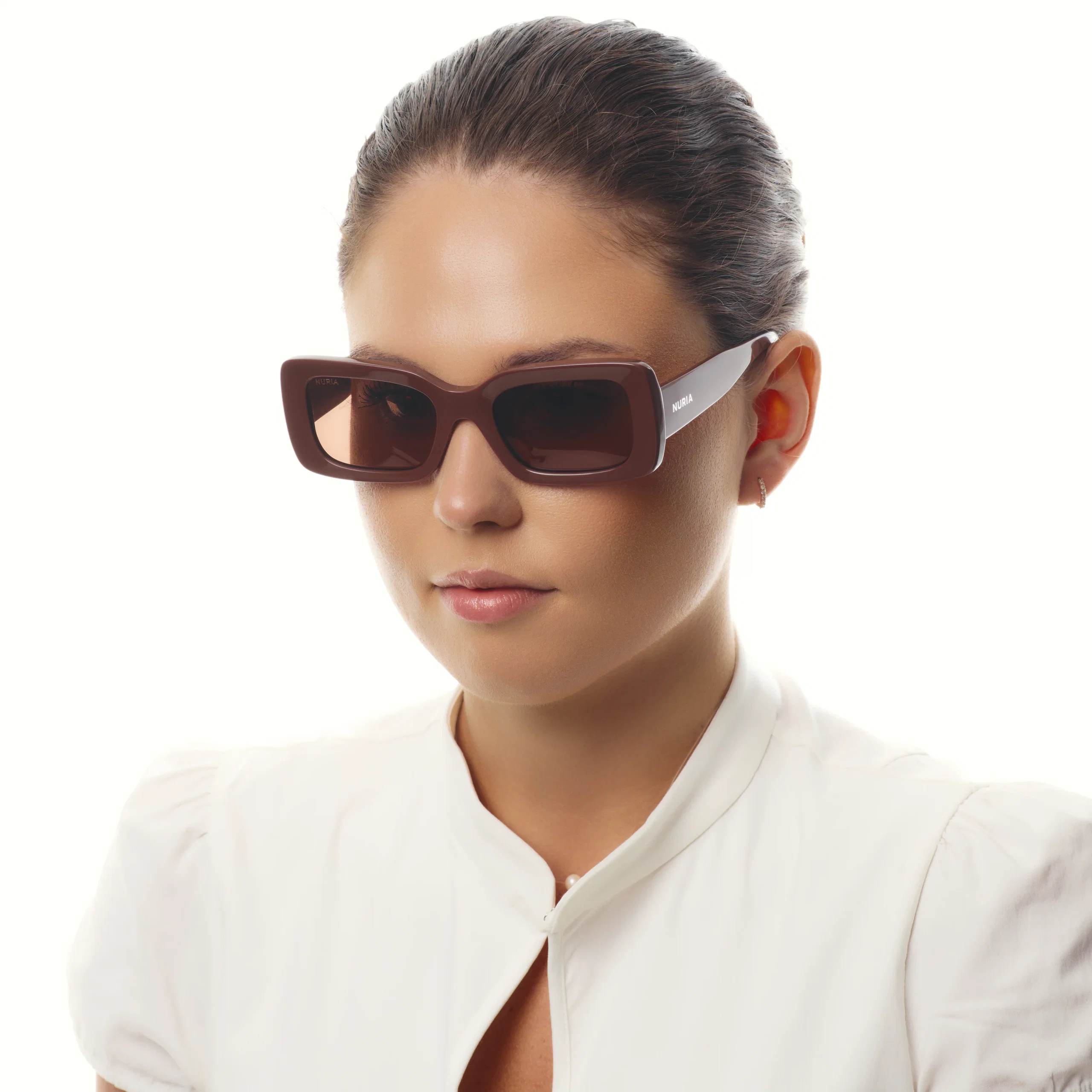 Ochelari de soare pentru femei - Ochelari de Soare NURIA cu Ramă Dreptunghiulară Umbra Fold Espresso Brown