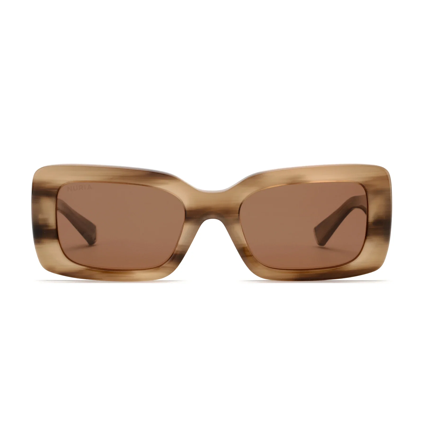 Ochelari de soare pentru femei - Ochelari de Soare NURIA cu Ramă Dreptunghiulară Umbra Fold Horn Beige