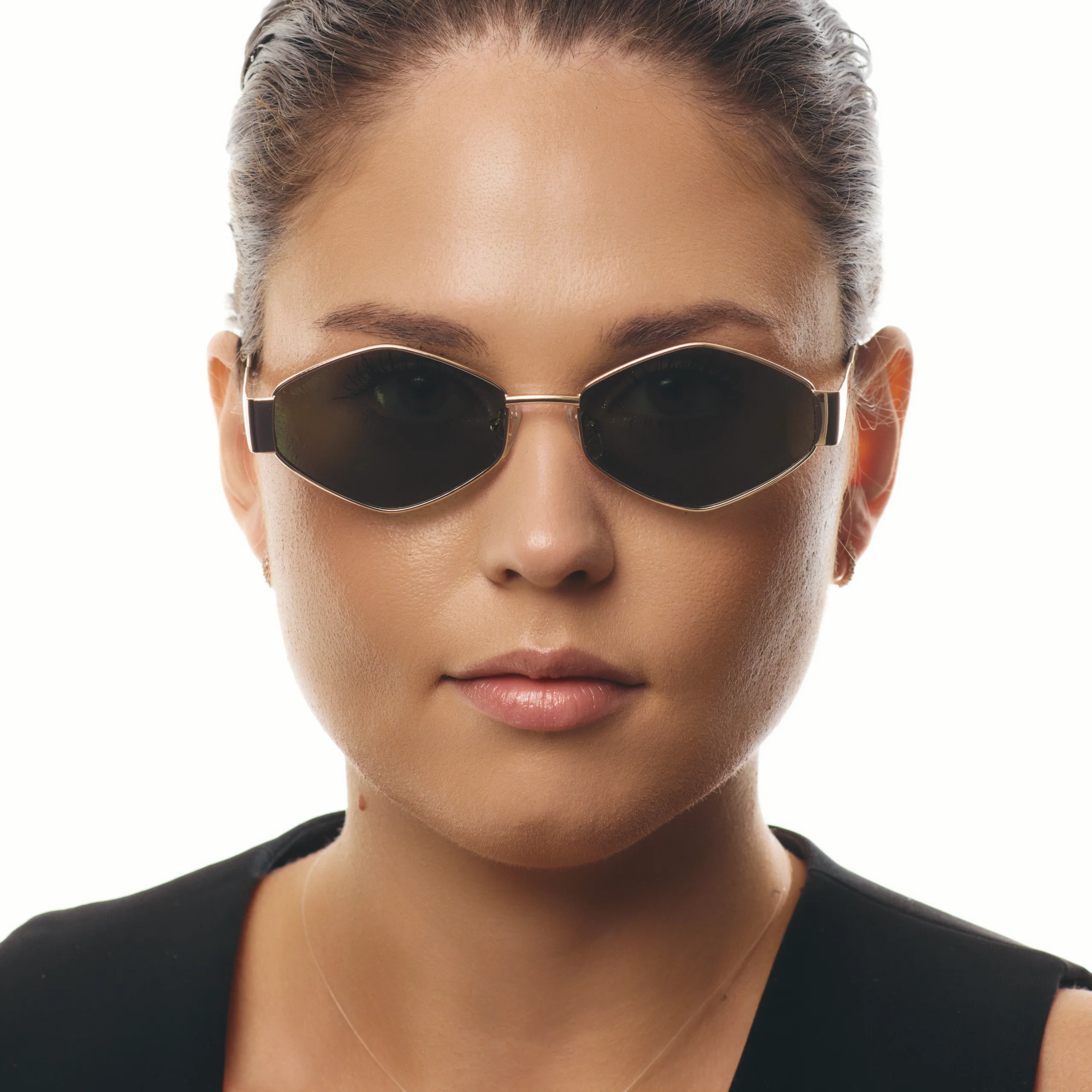Ochelari de soare pentru femei - Ochelari de Soare NURIA cu Ramă Hexagonală Prism Amara Gold Forest