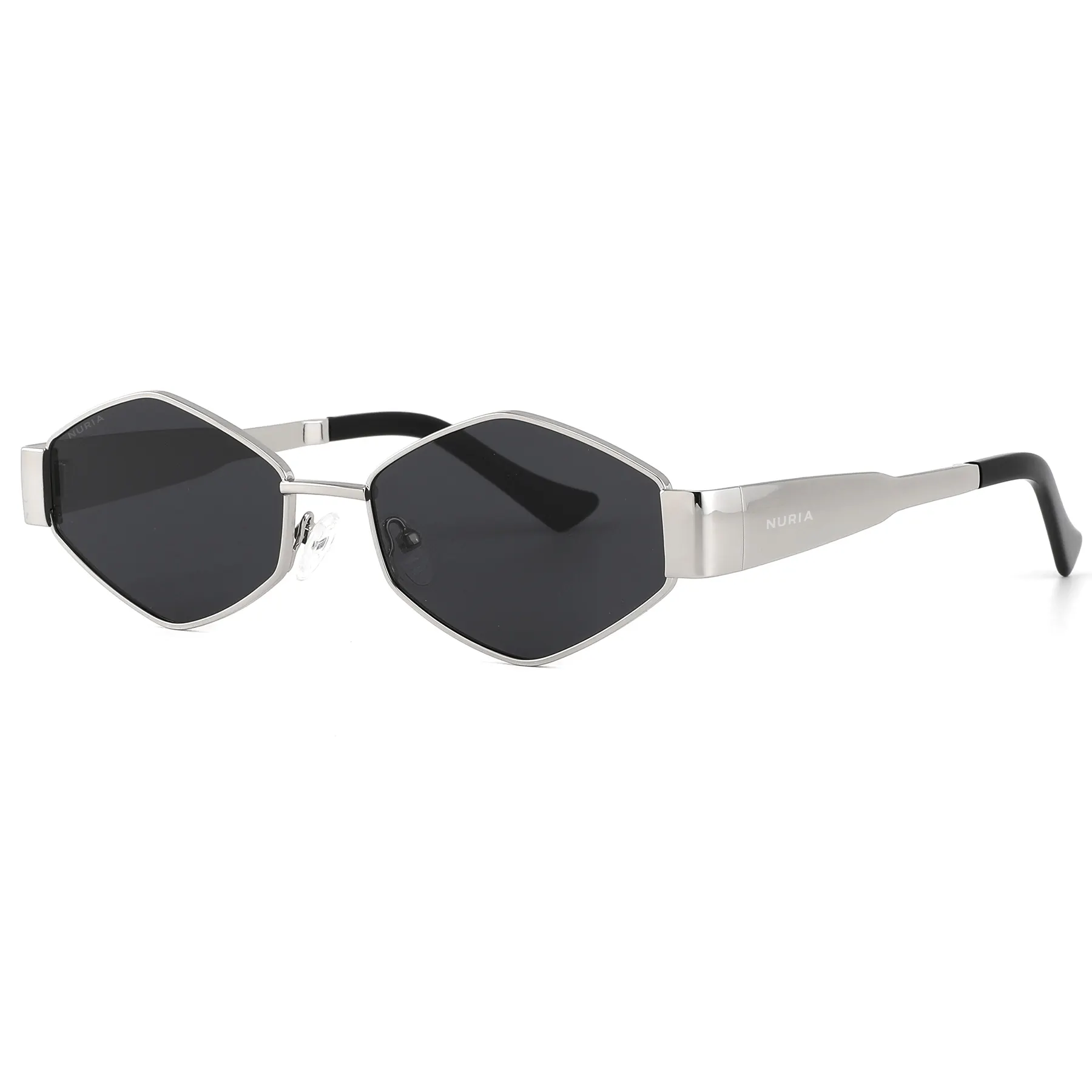 Ochelari Femei - Ochelari de Soare NURIA cu Ramă Hexagonală Prism Amara Silver Noir