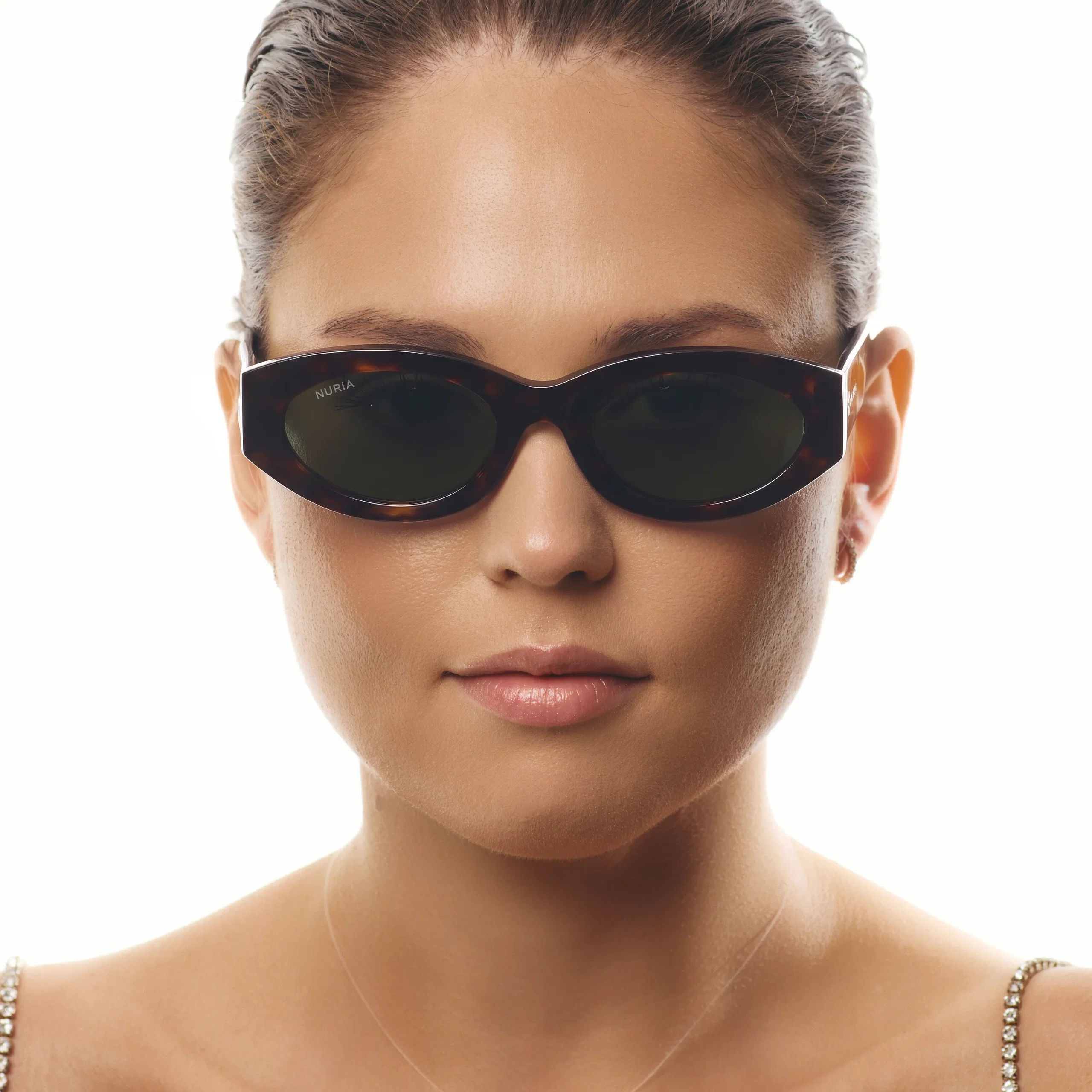 Ochelari de soare pentru femei - Ochelari de Soare NURIA cu Ramă Ovală Ivy Clasp Onyx Tortoise