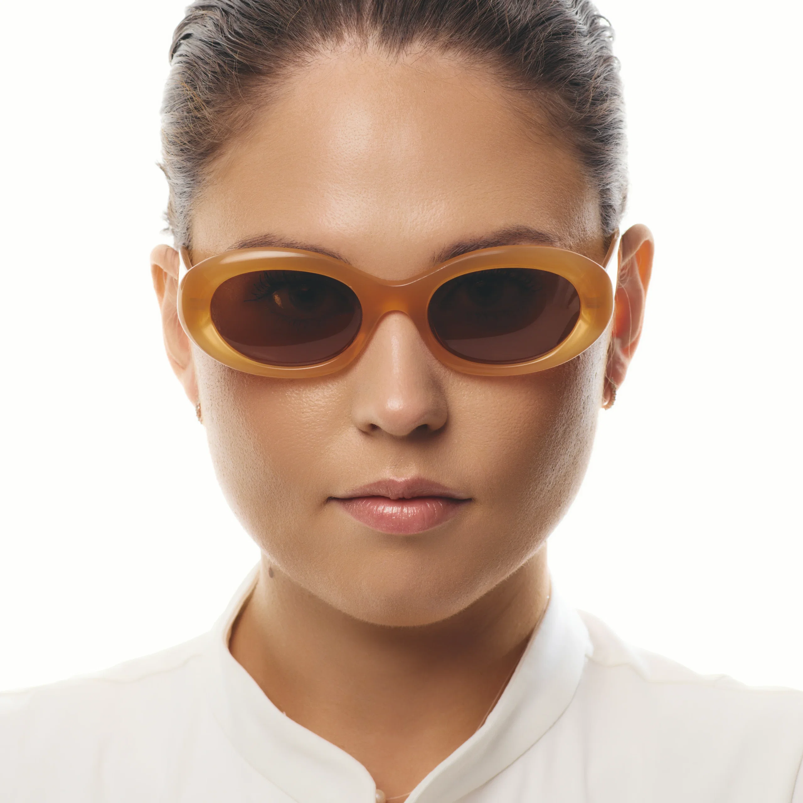 Ochelari de soare pentru femei - Ochelari de Soare NURIA cu Ramă Ovală Velour Bloom Apricot Haze