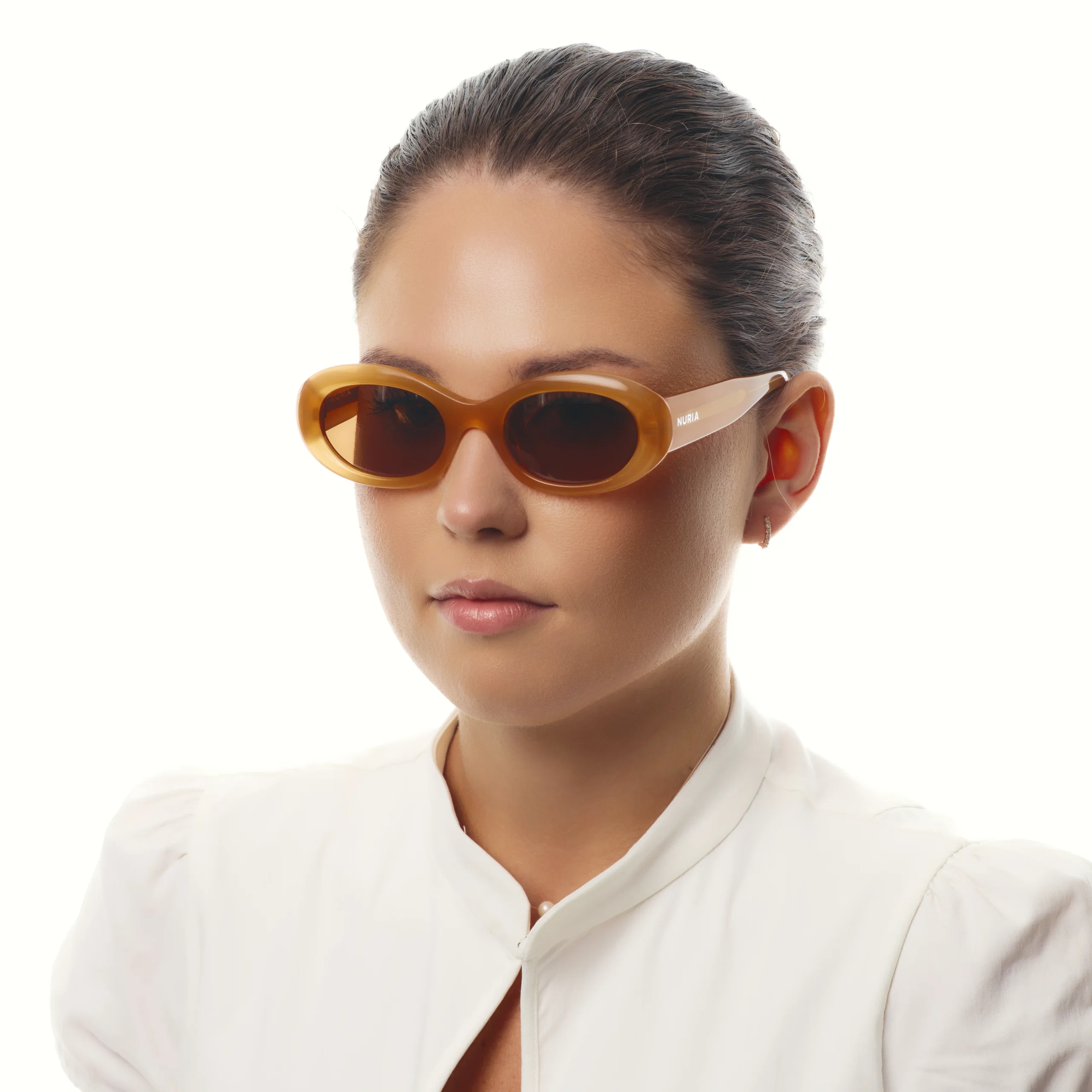 Ochelari de soare pentru femei - Ochelari de Soare NURIA cu Ramă Ovală Velour Bloom Apricot Haze