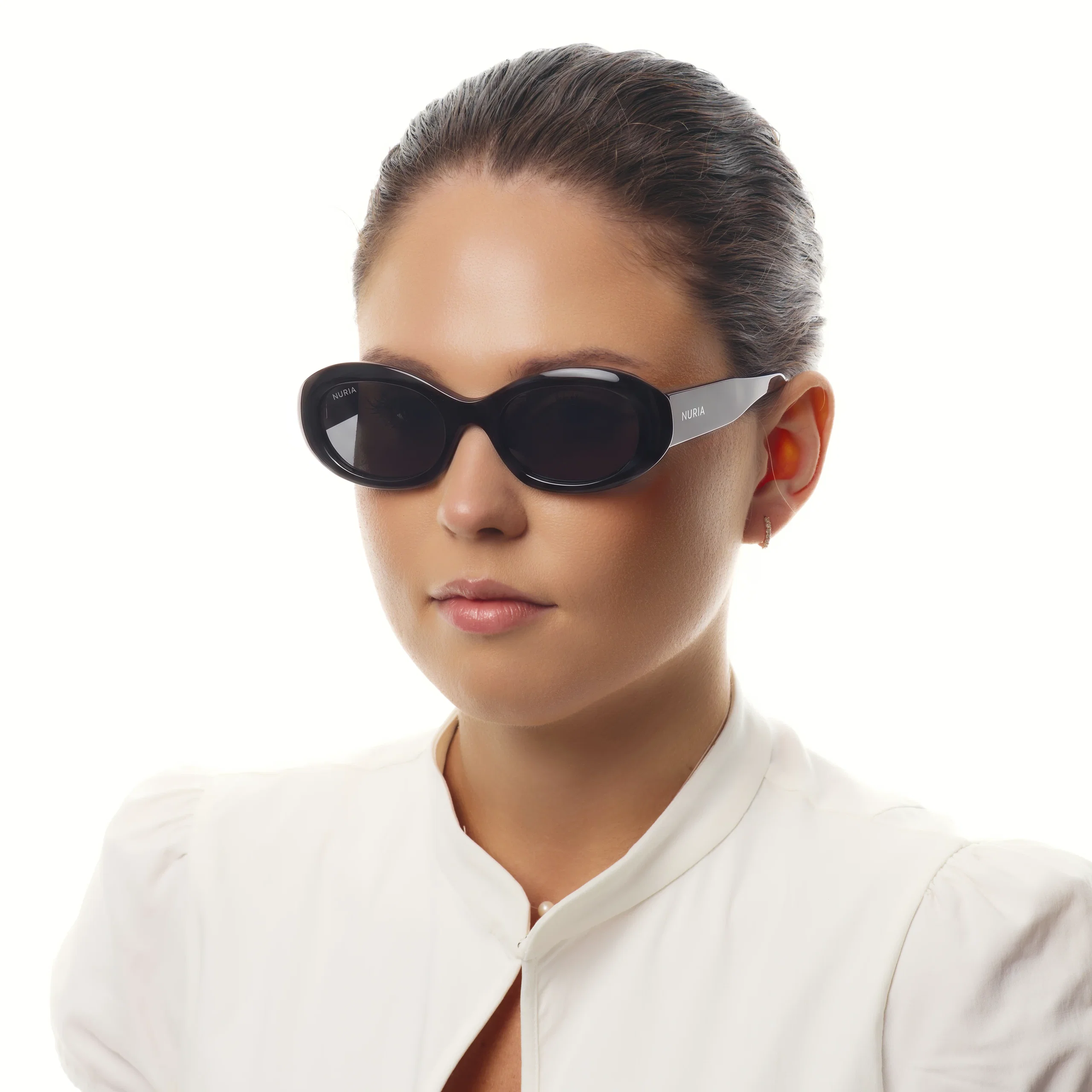 Ochelari de soare pentru femei - Ochelari de Soare NURIA cu Ramă Ovală Velour Bloom Black