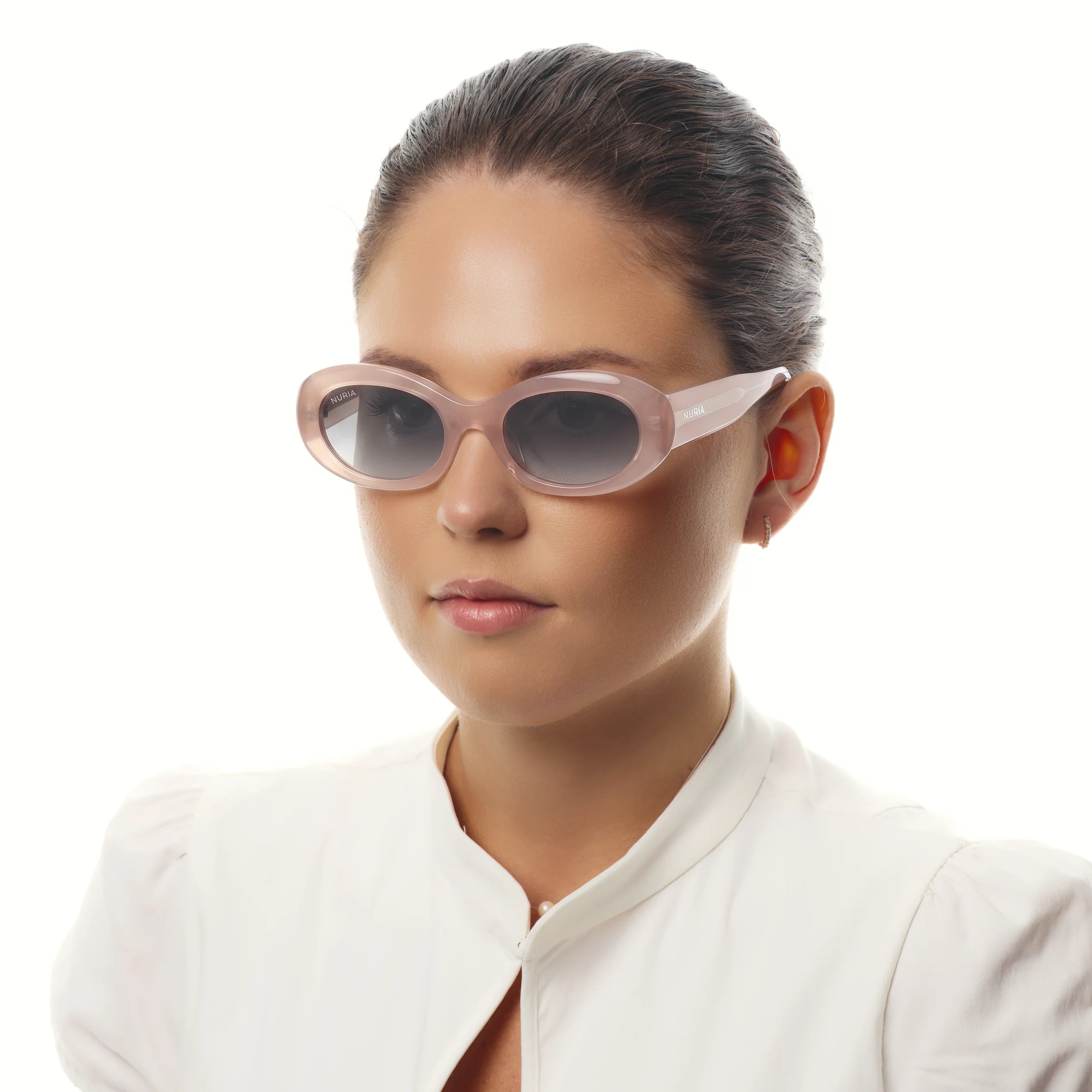Ochelari de soare pentru femei - Ochelari de Soare NURIA cu Ramă Ovală Velour Bloom Rose Dust