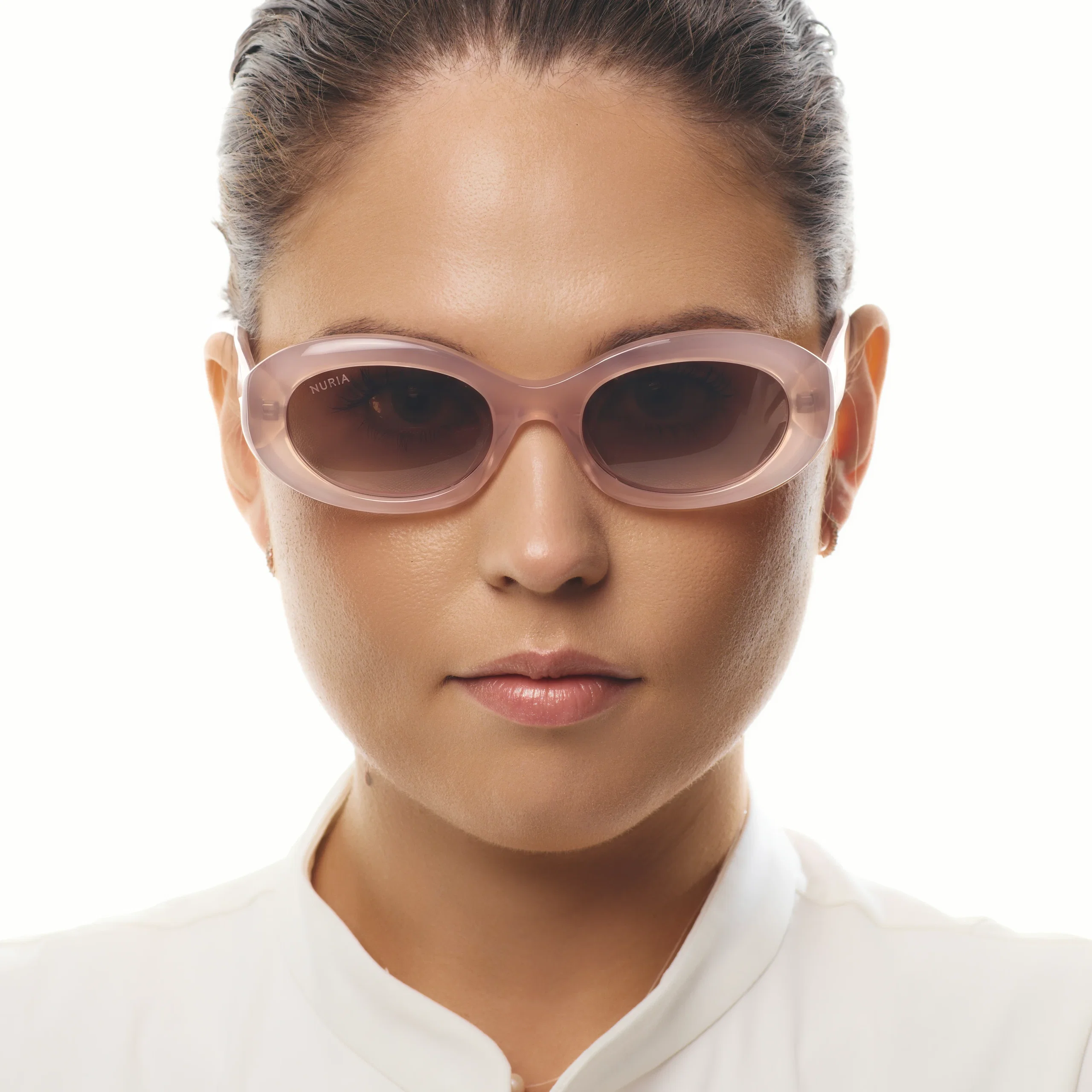 Ochelari de soare pentru femei - Ochelari de Soare NURIA cu Ramă Ovală Velour Bloom Rose Dust
