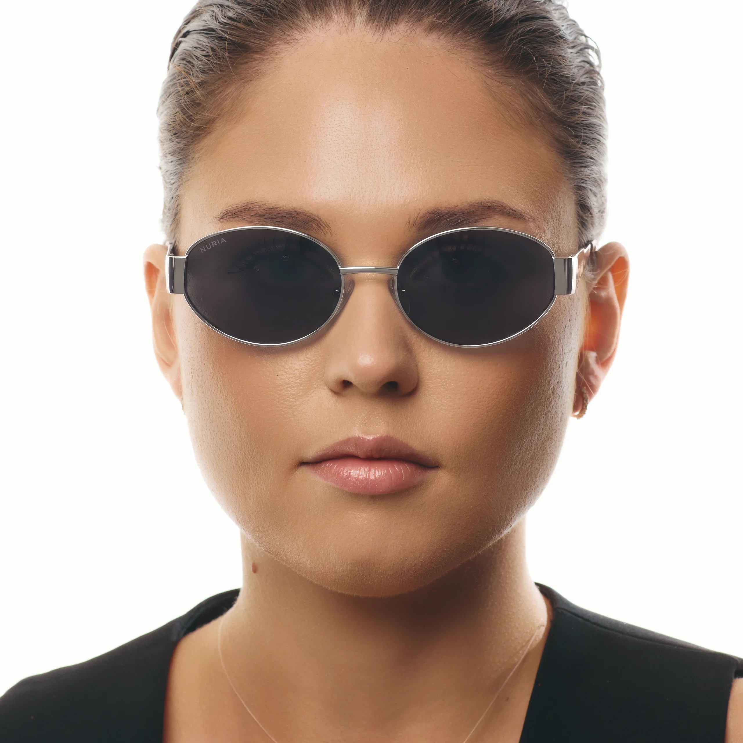 Ochelari de soare pentru femei - Ochelari de Soare NURIA cu Ramă Ovală Willow Halo Silver Noir