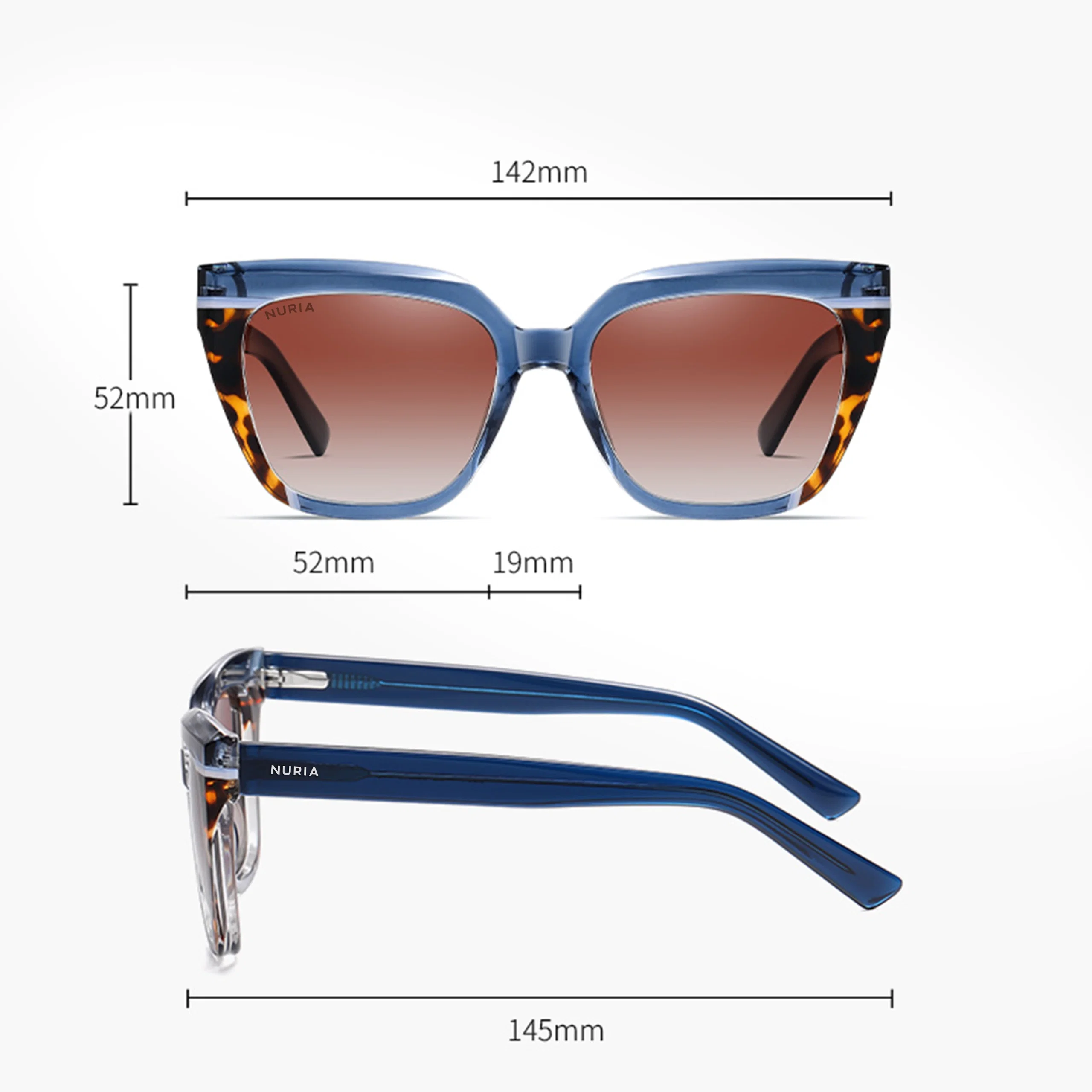 Ochelari Femei - Ochelari de Soare NURIA cu Ramă Pătrată Stellar Edge Blue Tortoise