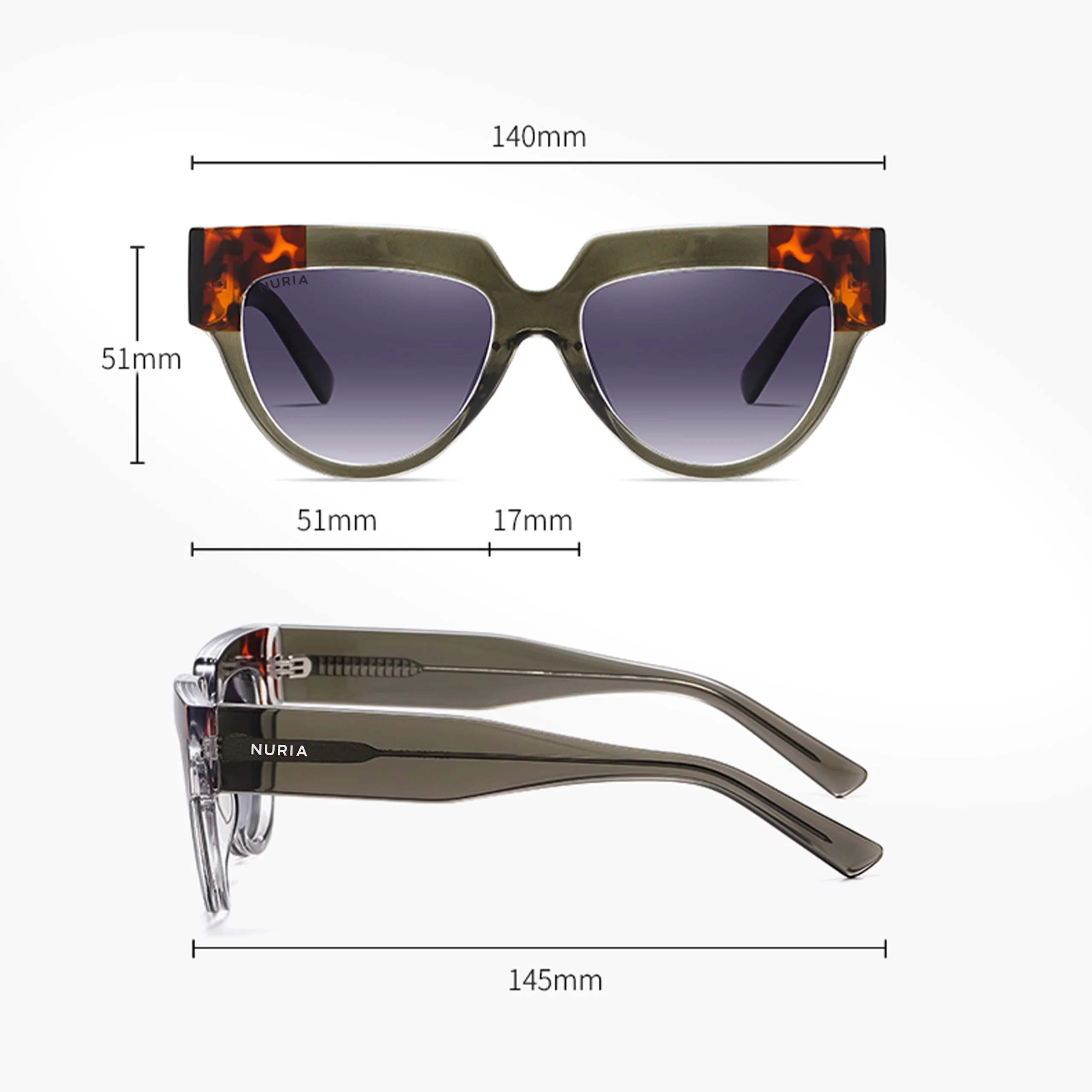 Ochelari Femei - Ochelari de Soare NURIA cu Ramă Pătrată Urban Edge Ruby Tortoise