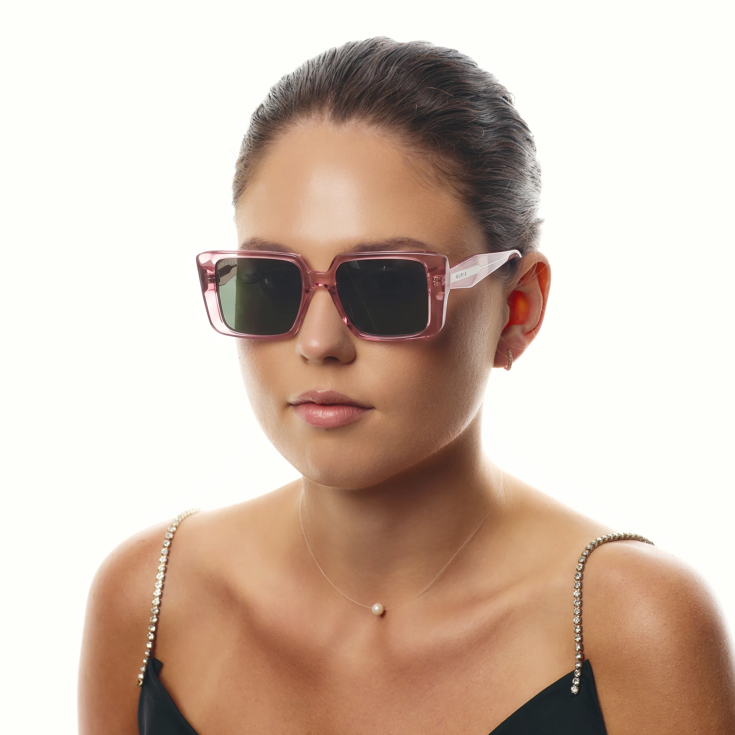 Ochelari de soare pentru femei - Ochelari de Soare NURIA cu Ramă Pătrată Velvet Mirage Blush Pink