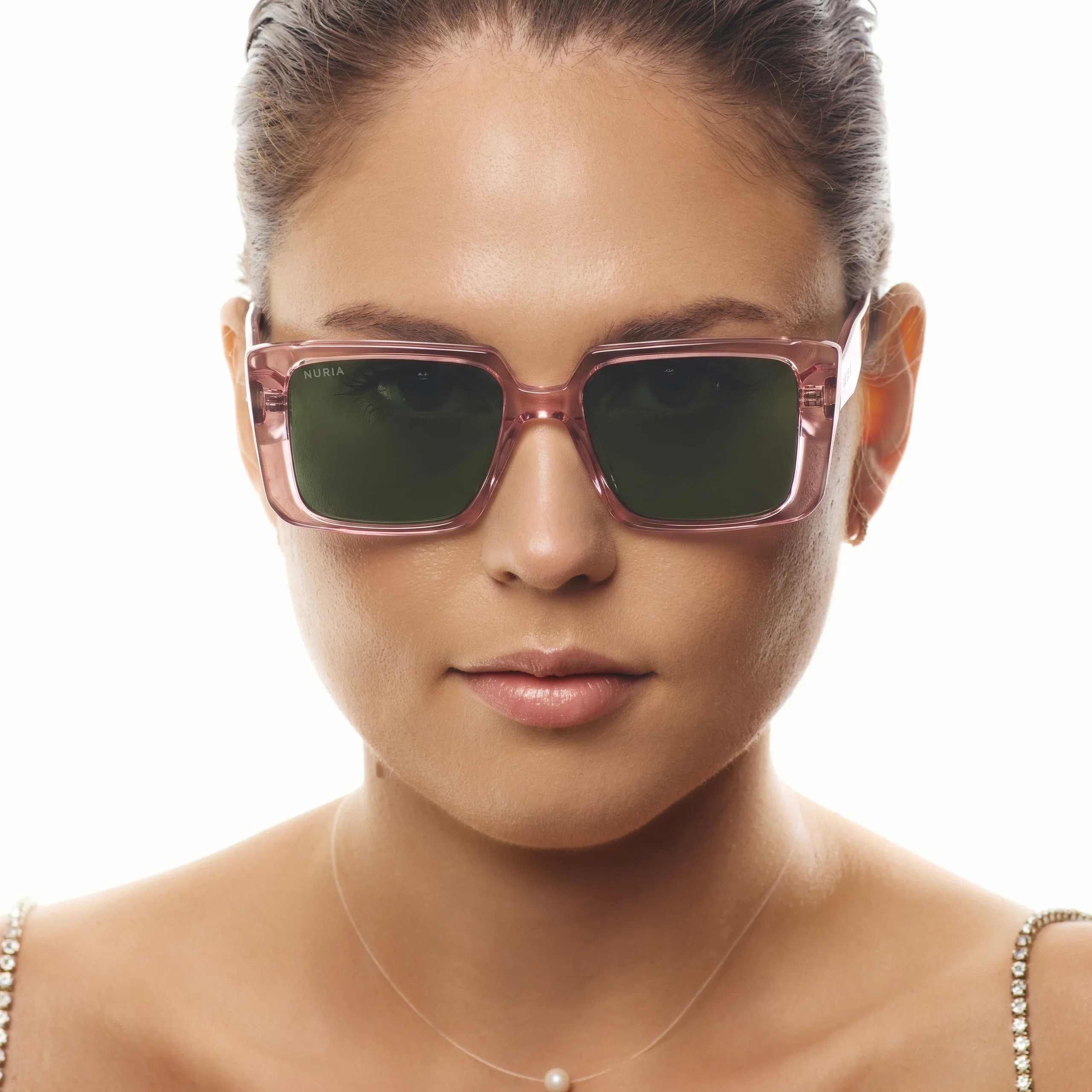 Ochelari de soare pentru femei - Ochelari de Soare NURIA cu Ramă Pătrată Velvet Mirage Blush Pink