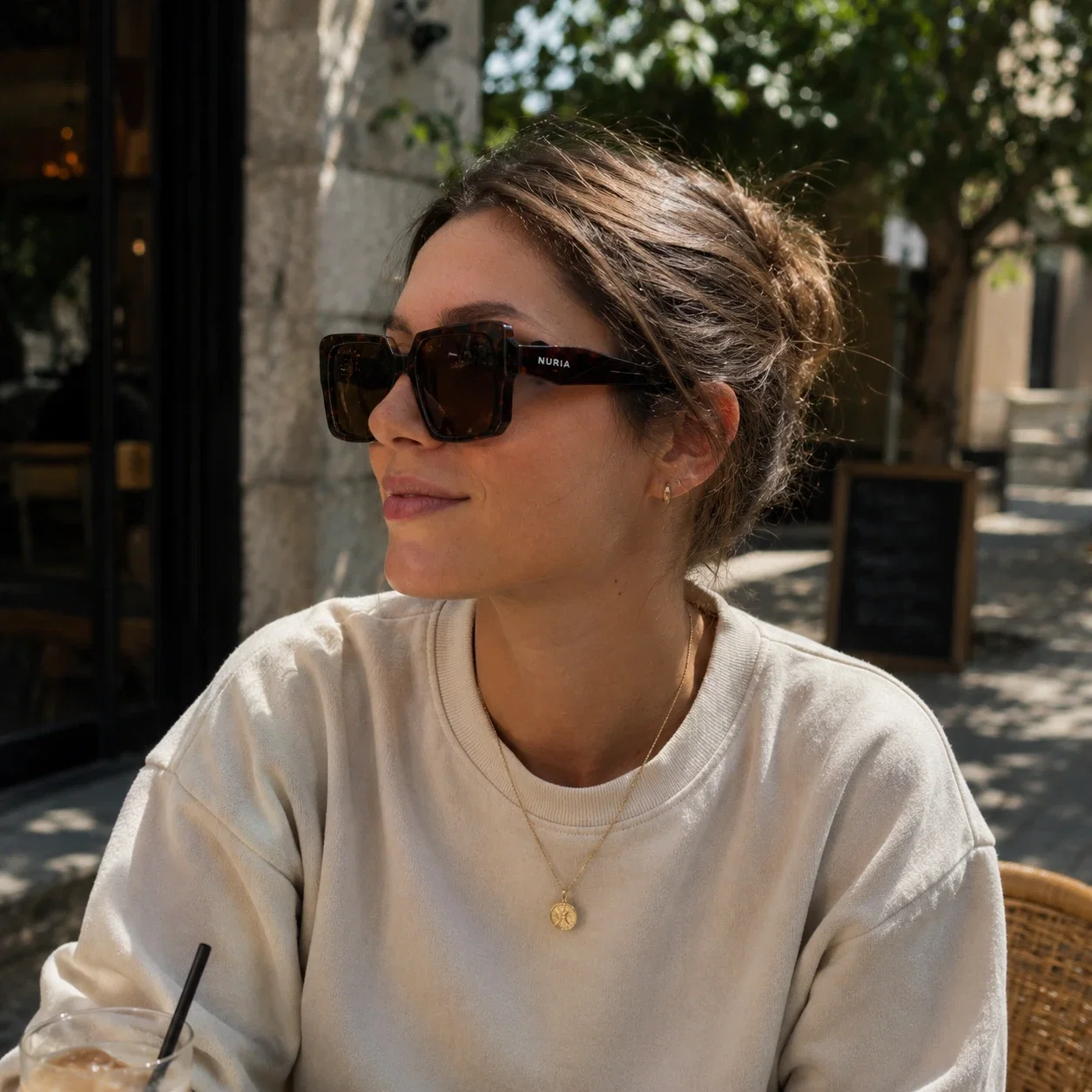 Ochelari Femei - Ochelari de Soare NURIA cu Ramă Pătrată Velvet Mirage Brown Tortoise