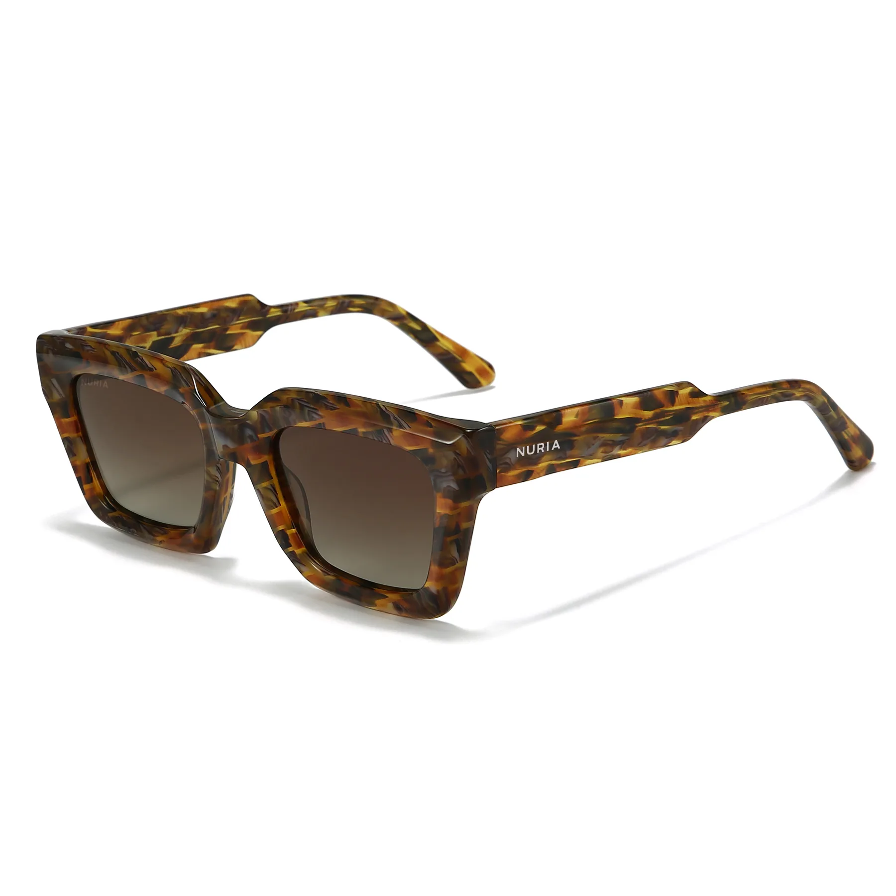 Ochelari Femei - Ochelari de Soare NURIA cu Ramă Rectangulară Cobalt Reef Amber Mosaic