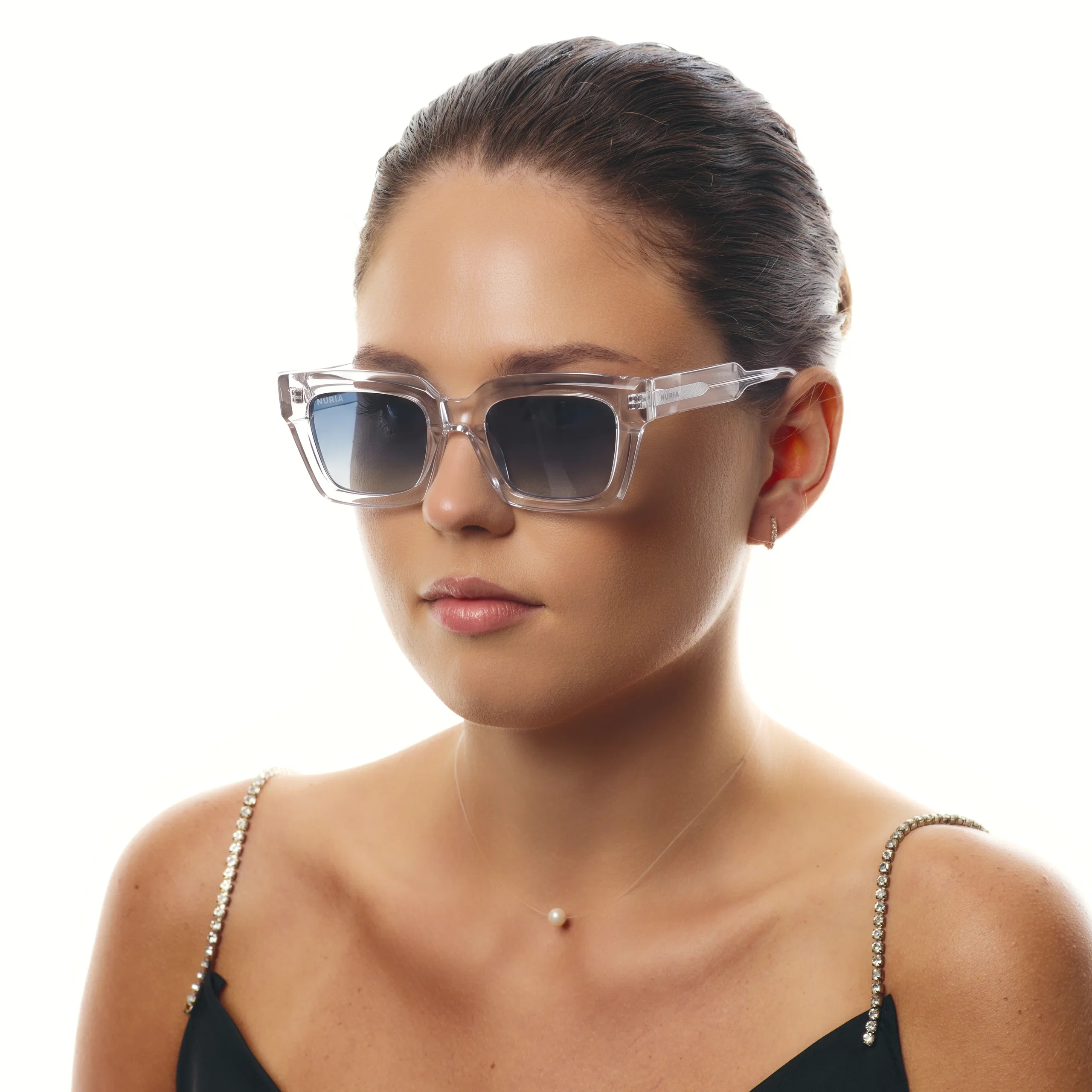 Ochelari de soare pentru femei - Ochelari de Soare NURIA cu Ramă Rectangulară Cobalt Reef Crystal Azure