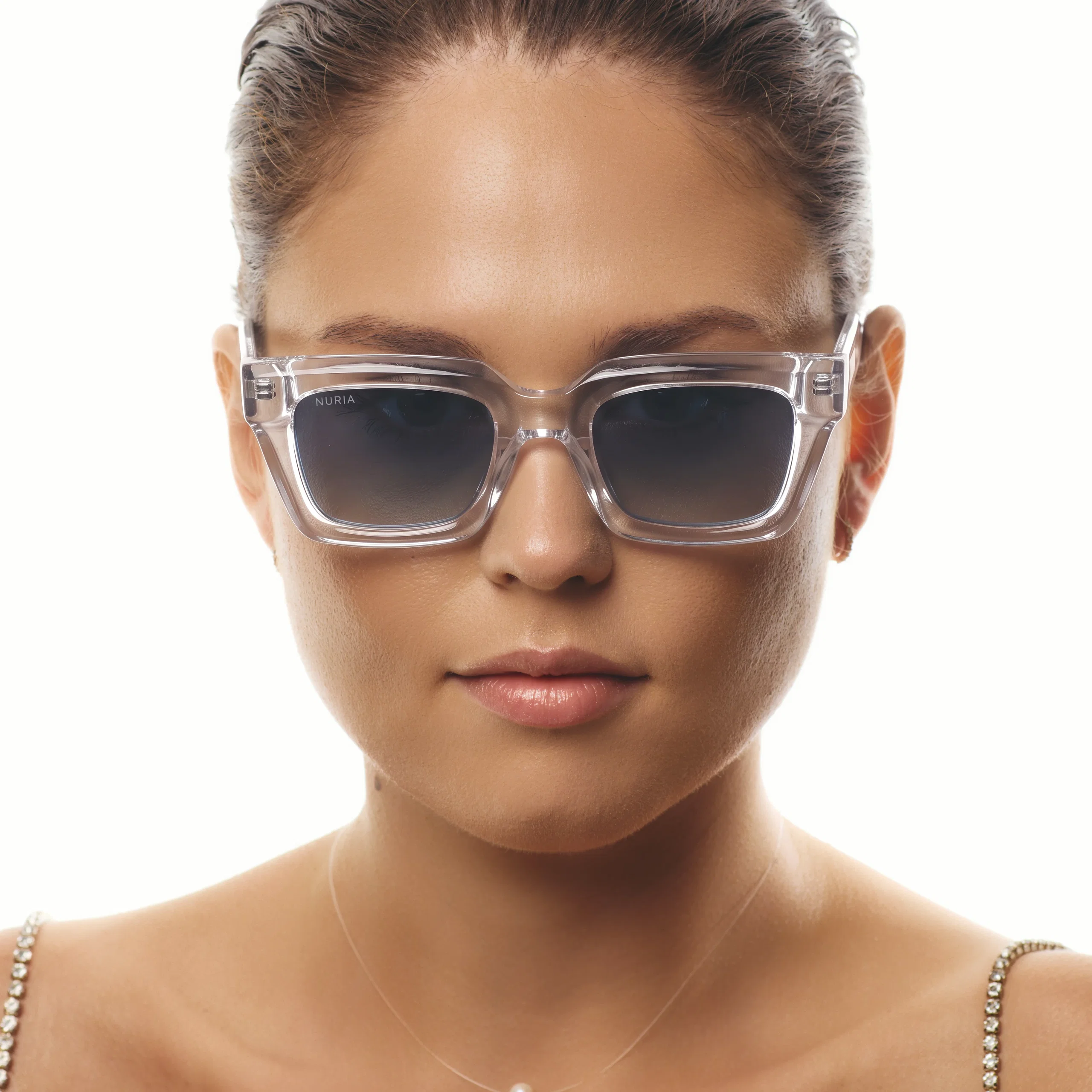 Ochelari de soare pentru femei - Ochelari de Soare NURIA cu Ramă Rectangulară Cobalt Reef Crystal Azure