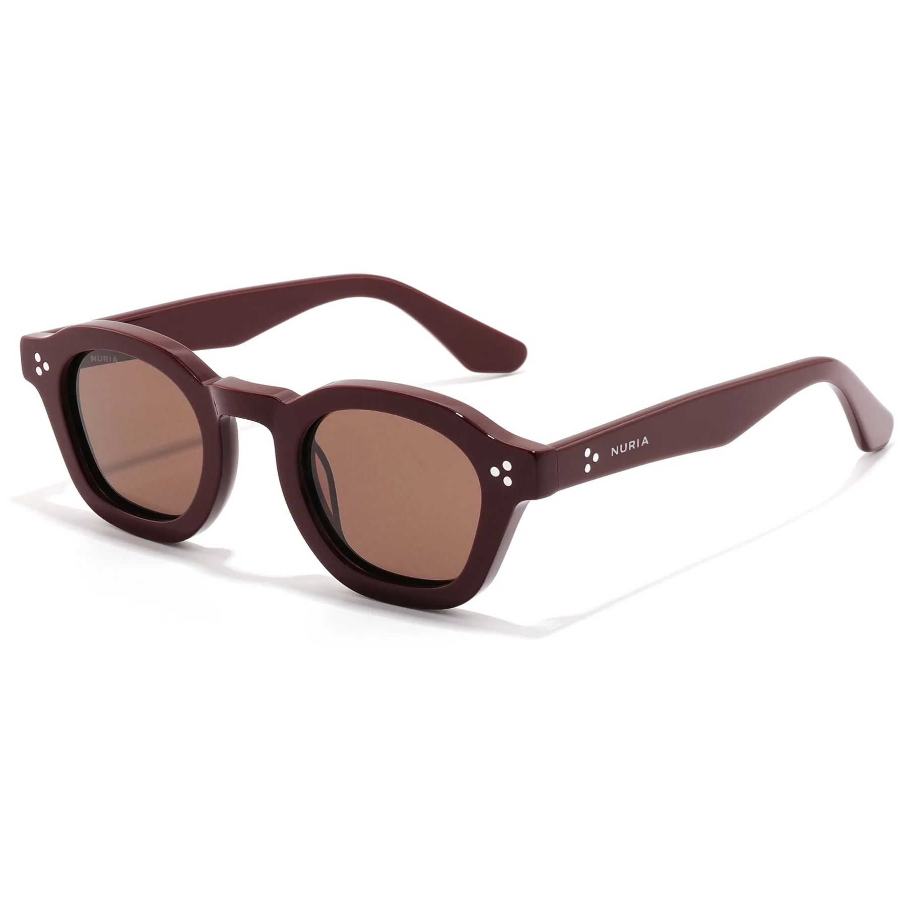 Ochelari Femei - Ochelari de Soare NURIA cu Ramă Rotund-Hexagonală Auburn Quill Burgundy