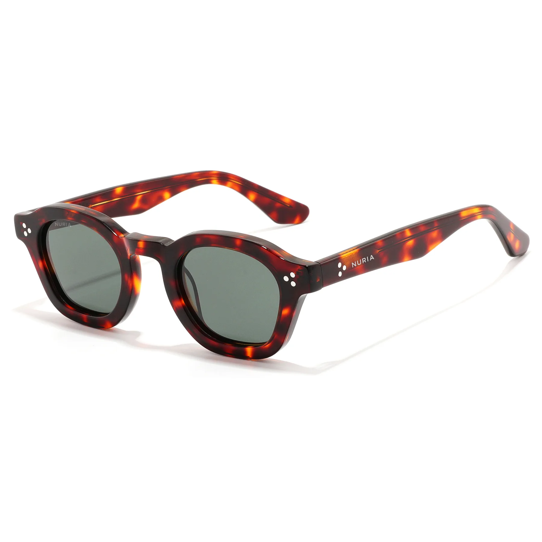 Ochelari Femei - Ochelari de Soare NURIA cu Ramă Rotund-Hexagonală Auburn Quill Chestnut Tortoise