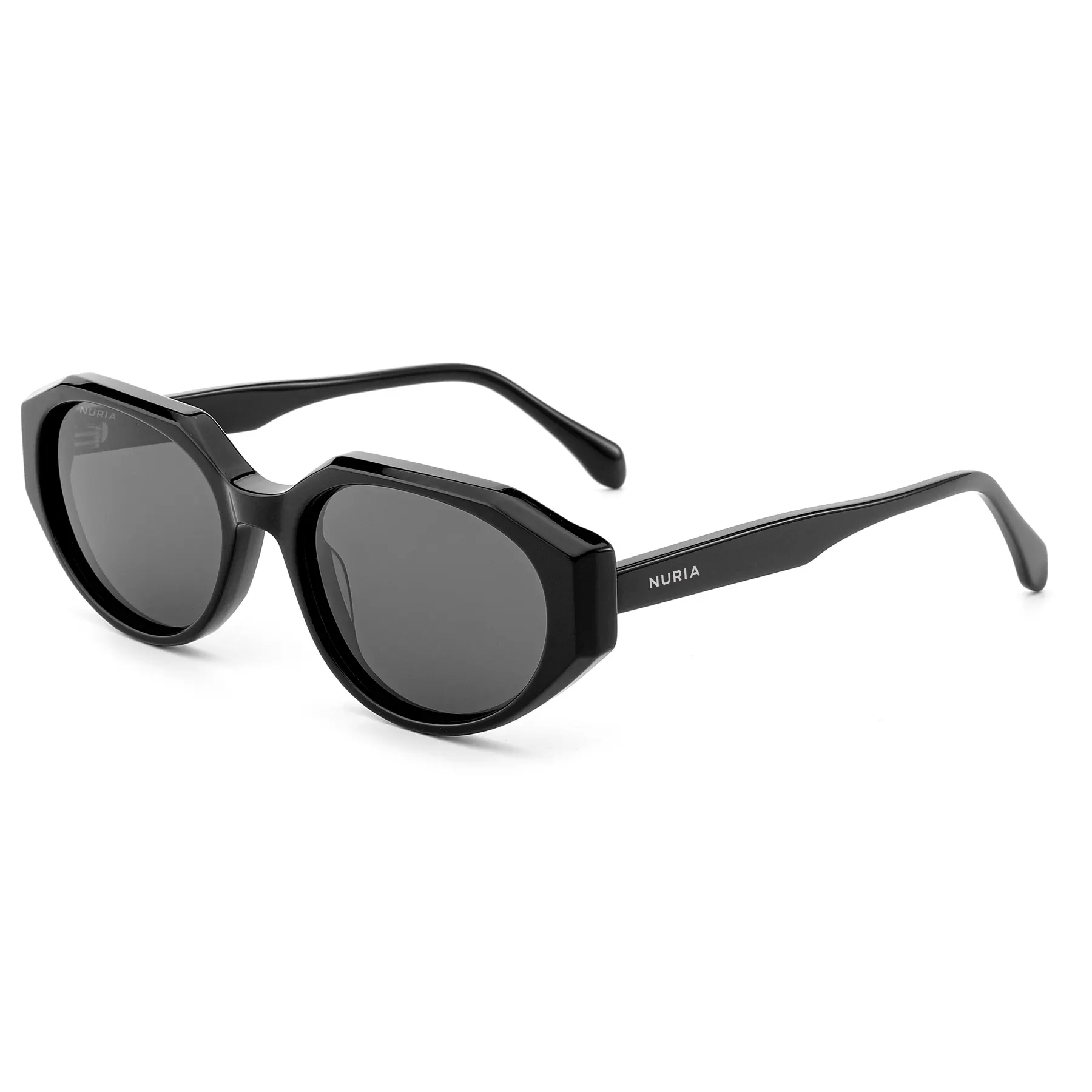 Ochelari Femei - Ochelari de Soare NURIA cu Ramă Rotund-Octogonală Luna Facet Black
