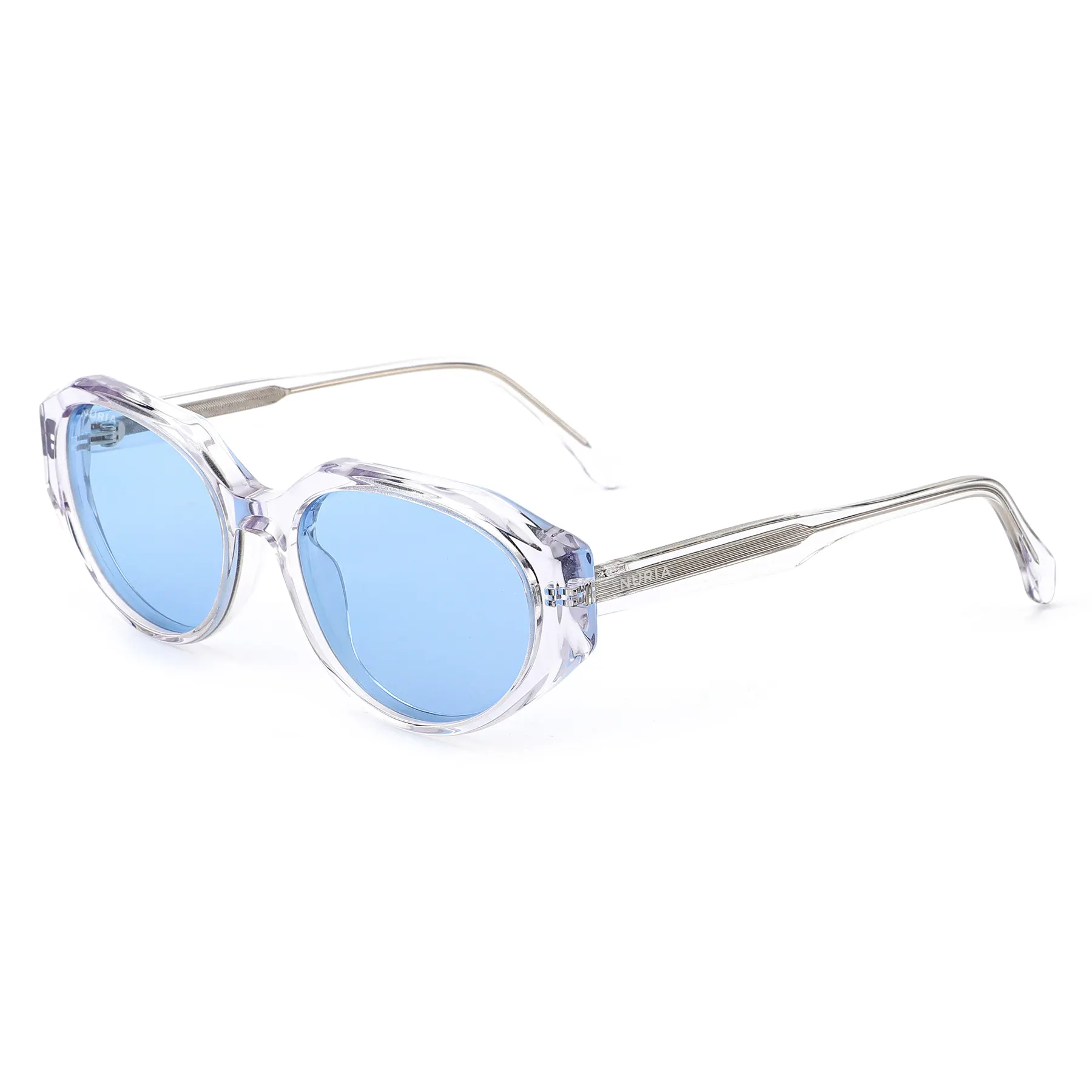 Ochelari Femei - Ochelari de Soare NURIA cu Ramă Rotund-Octogonală Luna Facet Crystal Blue