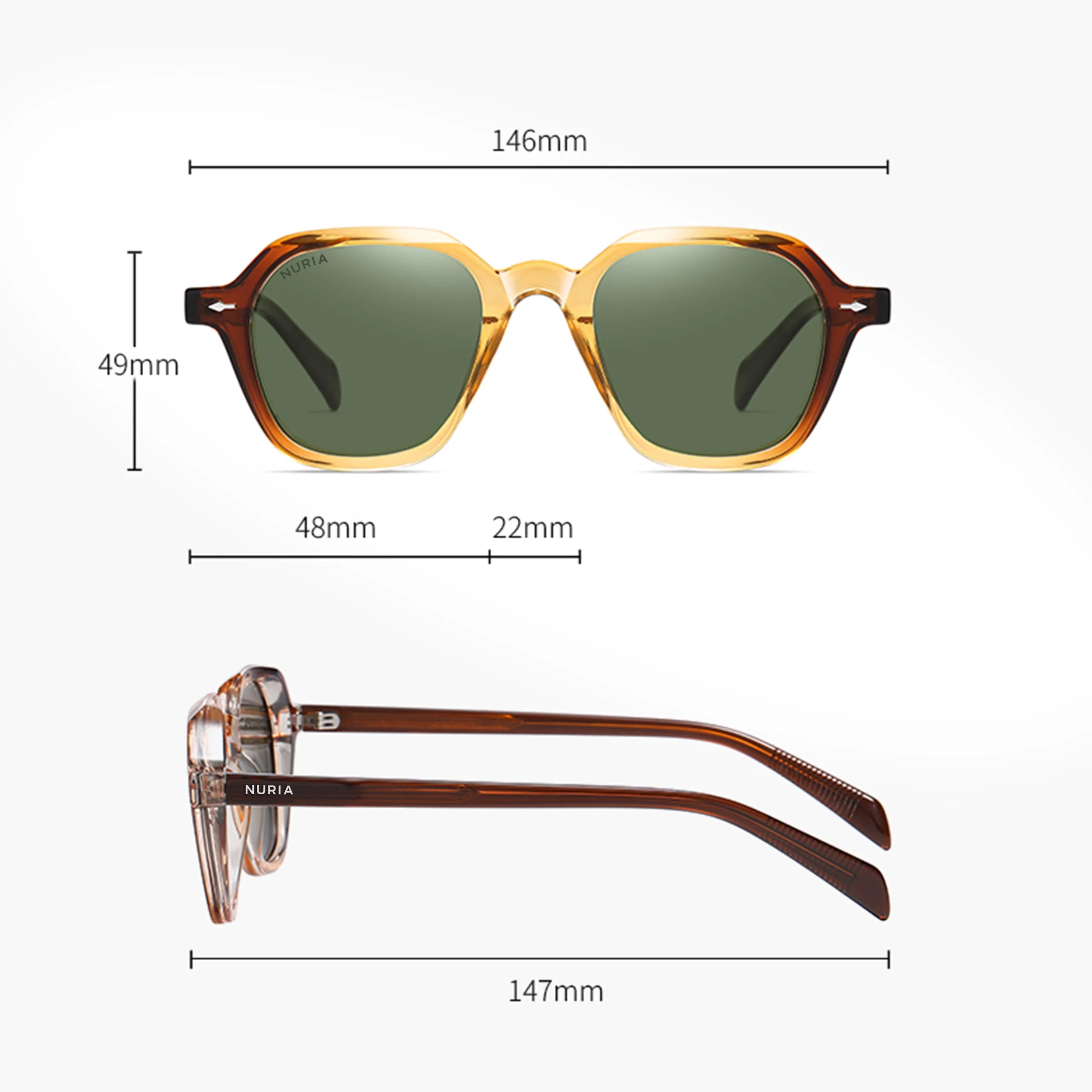Ochelari de Soare - Ochelari de Soare NURIA cu Ramă Rotundă Eclipse Radiance Amber