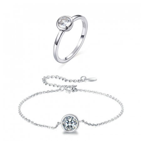 Seturi Bijuterii - Set bijuterii din argint, brățară și inel Moon Crystal
