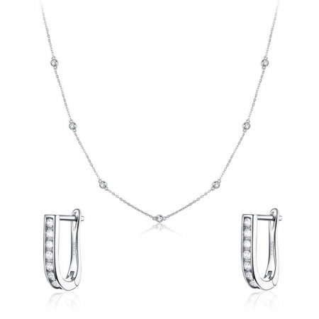 Seturi Bijuterii - Set bijuterii din argint Crystal String, colier și cercei