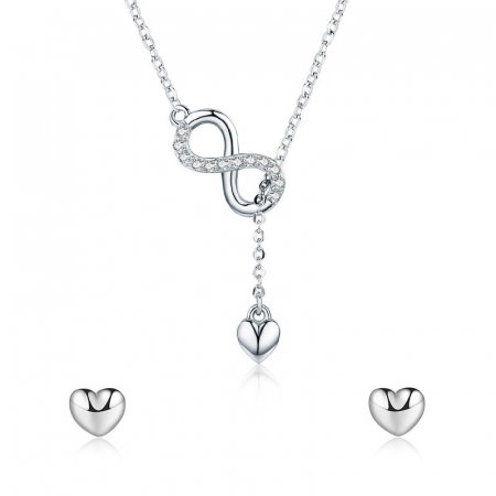 Seturi Bijuterii - Set bijuterii din argint Infinity Heart, colier și cercei