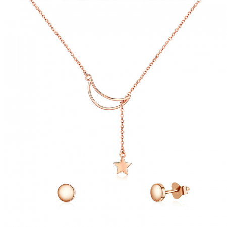 Seturi Bijuterii - Set bijuterii din argint Nuria Moon Rose, colier și cercei