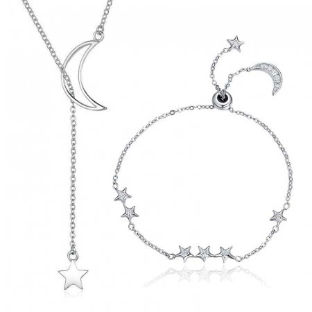 Seturi Bijuterii - Set bijuterii din argint Star Moon, colier și brățară