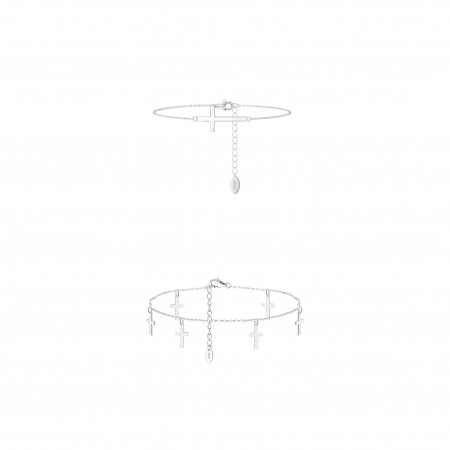 Seturi Bijuterii - Set Brățară de Mână și Brățară de Picior din Argint Sterling Silver Cross